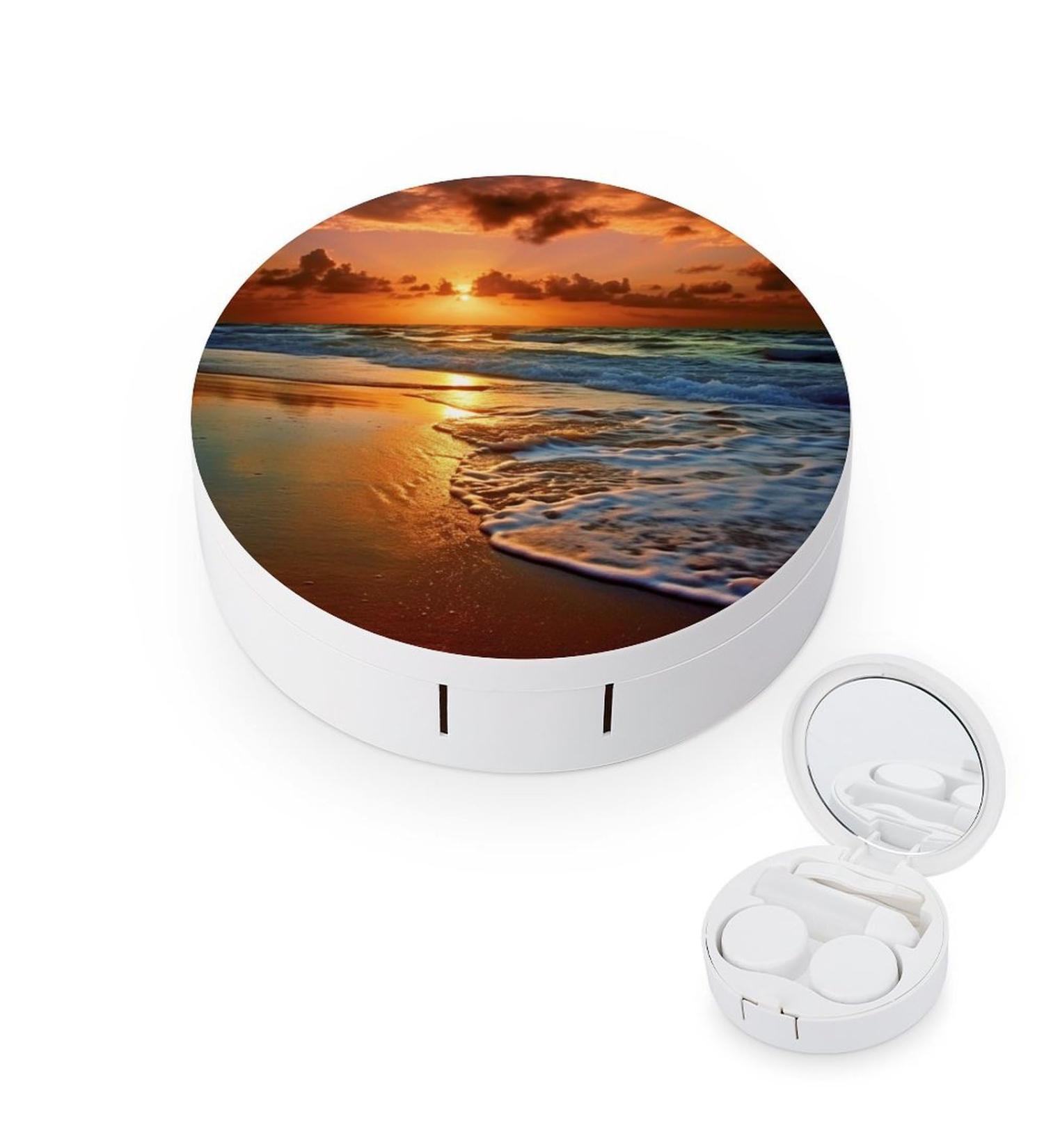 Portable Travel Contact Lens Case - Beach & Sea Water Design for Easy Storage - Buy Online on GoSupps.com