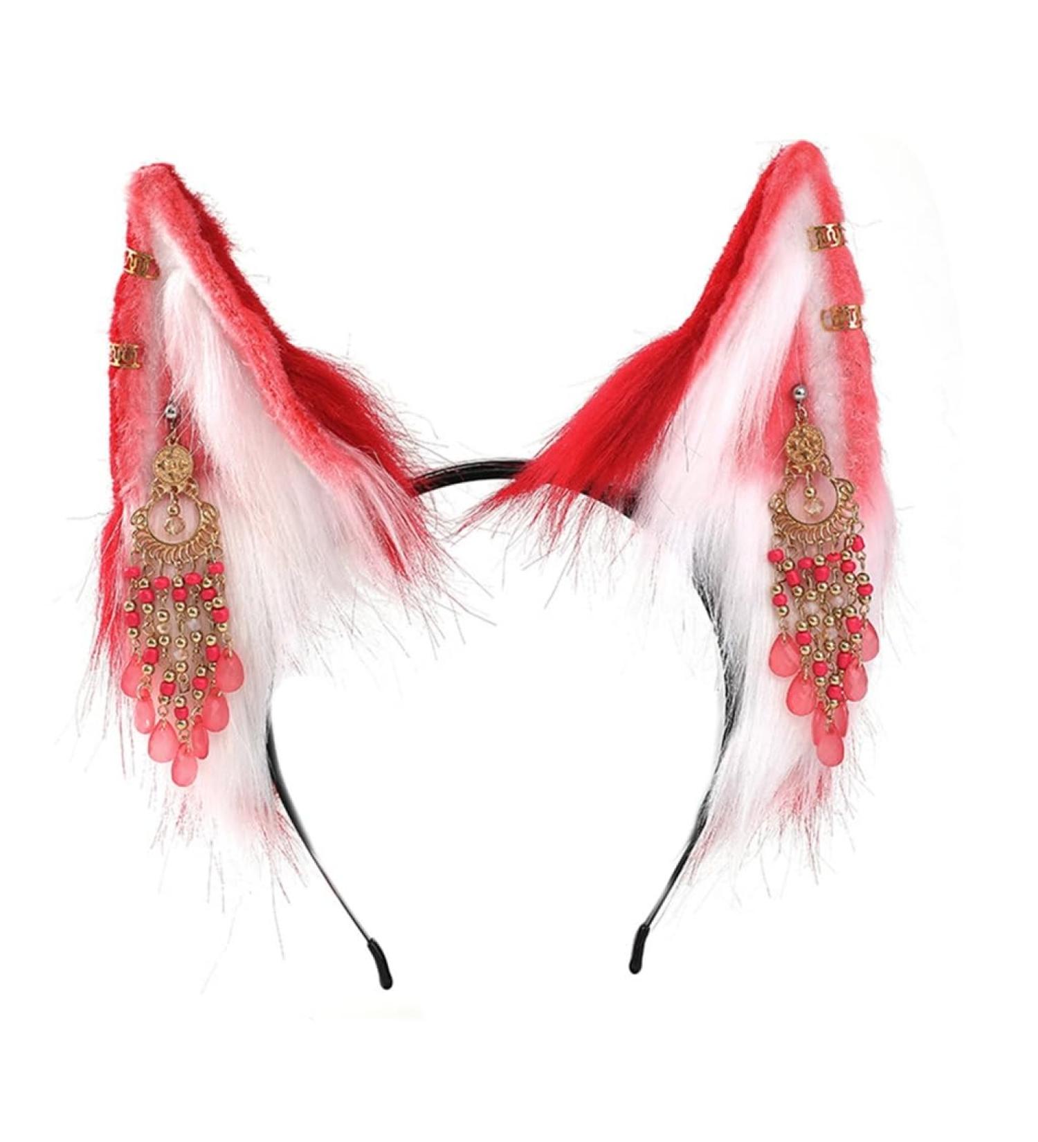 TQUXNGA Wolf Ear Cosplay Hair Hoop with Fringe Earring Woman Teens Headband for Live Broadcast Cartoon Carnivals Hairband 8 - Buy Online on GoSupps.com