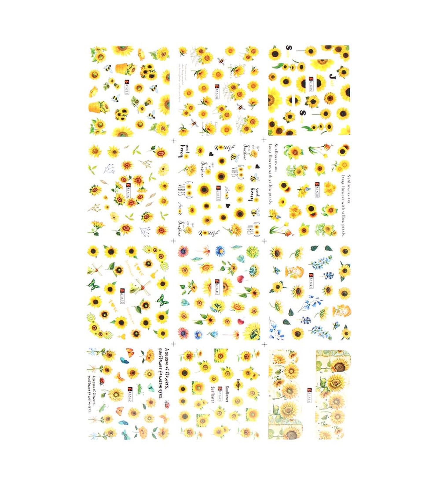 DIY Manicure Water Transfer Decals Floral Bee Spring Sumer Simple Flowers Nail Stickers Sunflowers - Buy Online on GoSupps.com