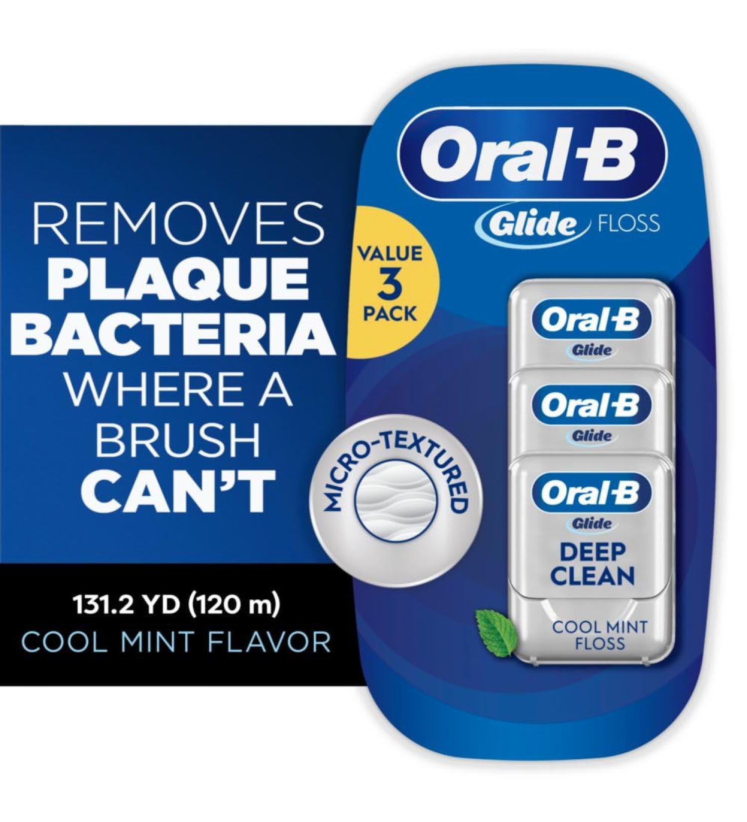Oral-B Glide Pro-Health Dental Floss 40m 3 Count - Deep Clean Cool Mint Flavor - Buy Online on GoSupps.com