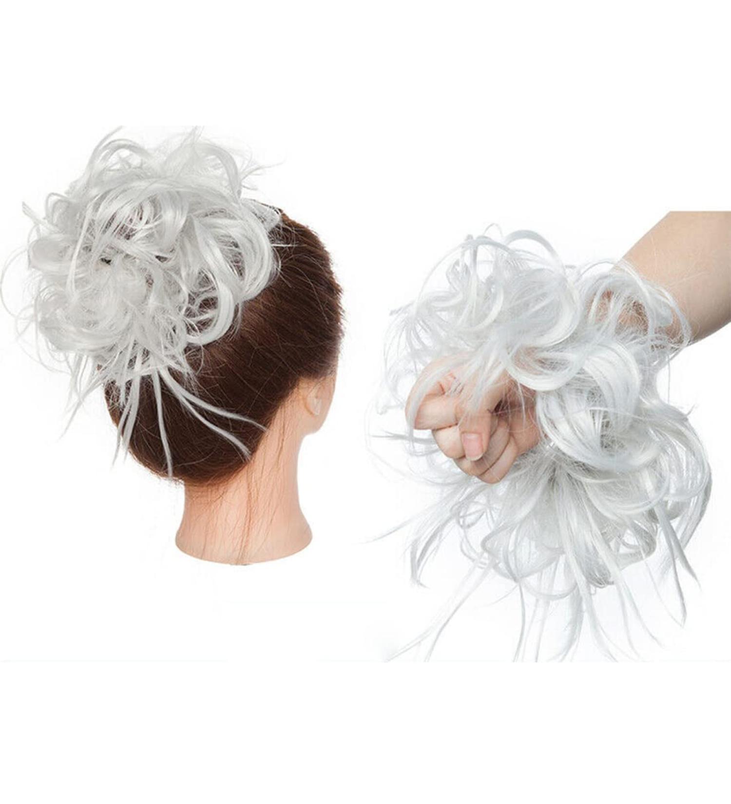 Tousled Hair Extensions Scrunchie - Brown/Blonde/Silver Grey - Instant Ponytail - Buy Online on GoSupps.com