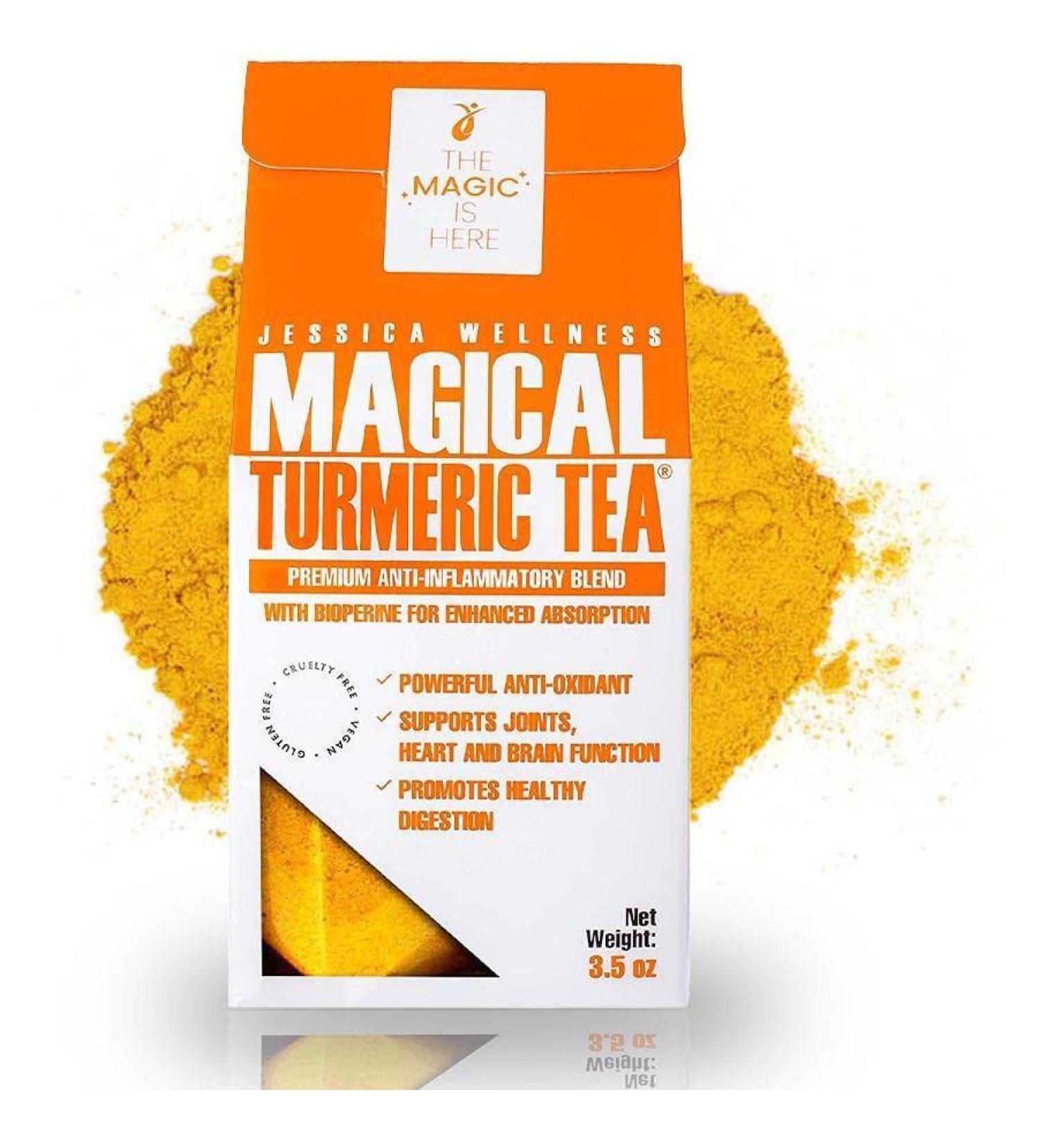 Jessica Wellness Magical Turmeric Tea 3.5 oz - Turmeric Powder with Black Pepper, Ginger, and Stevia - Buy Online on GoSupps.com