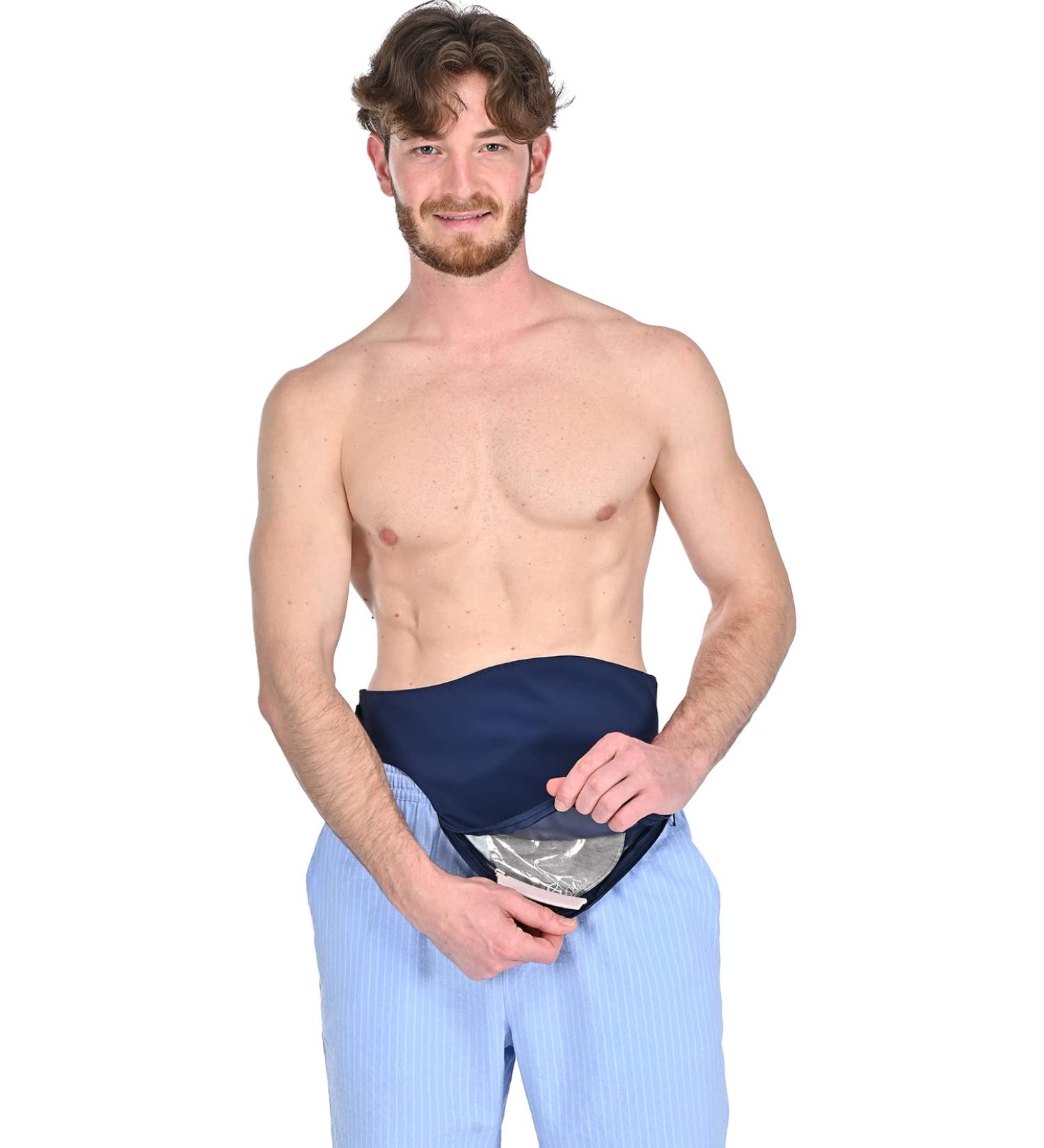 Shop XL Dark Blue Colostomy Bag Covers for Men & Women | Comfortable Ostomy Belt Abdomen Support - Buy Online on GoSupps.com