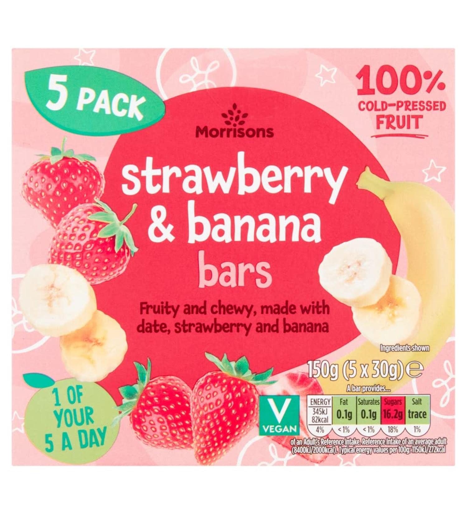 Morrisons Strawberry & Banana Bars 5 x 30g (150g)