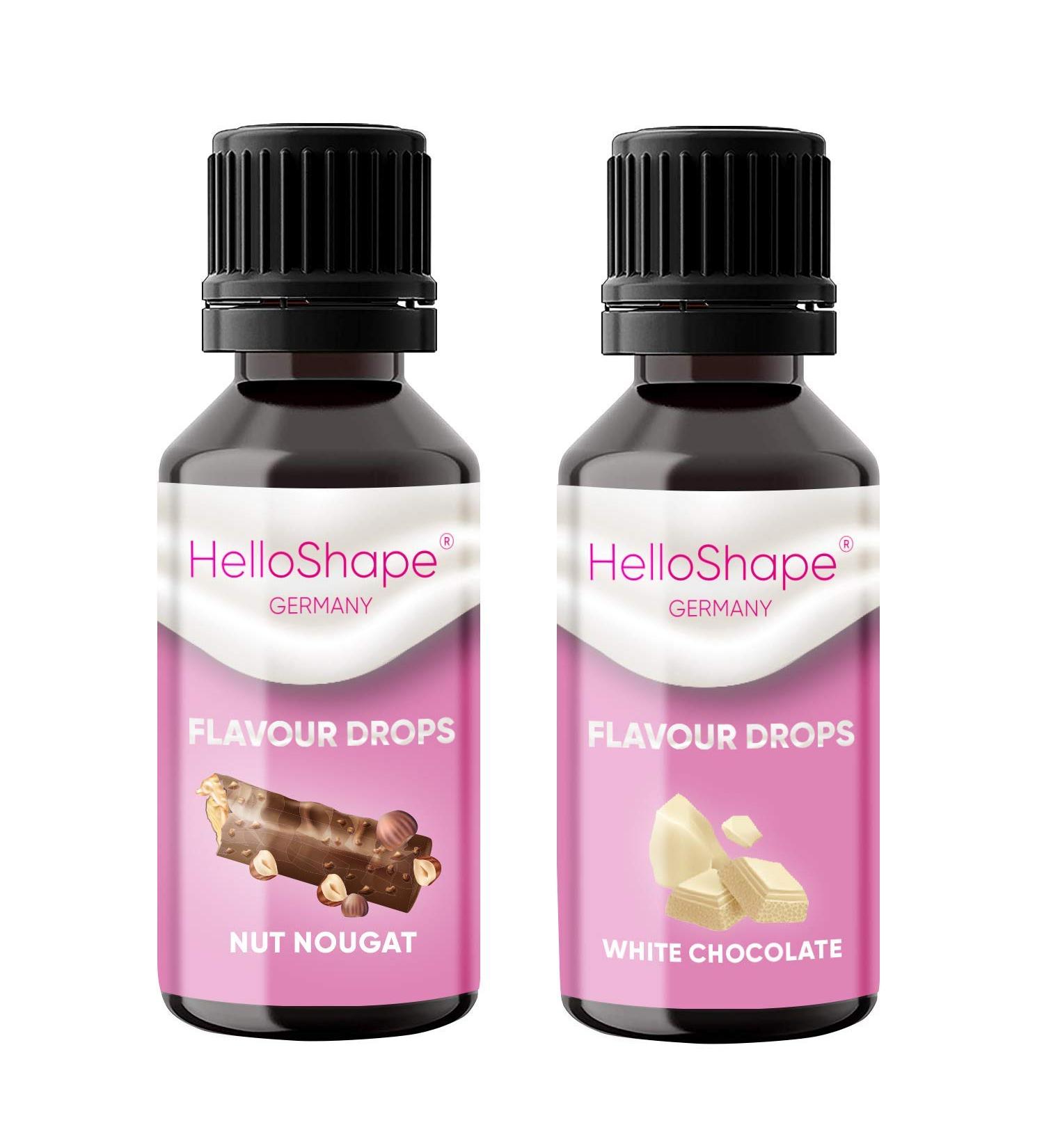 Buy Sugar-Free Flavor Drops - Nut Nougat & White Chocolate 2x30ml | Vegan | Zero-Calorie Sweetener for Yogurt & Porridge | Hello Shape - Buy Online on GoSupps.com
