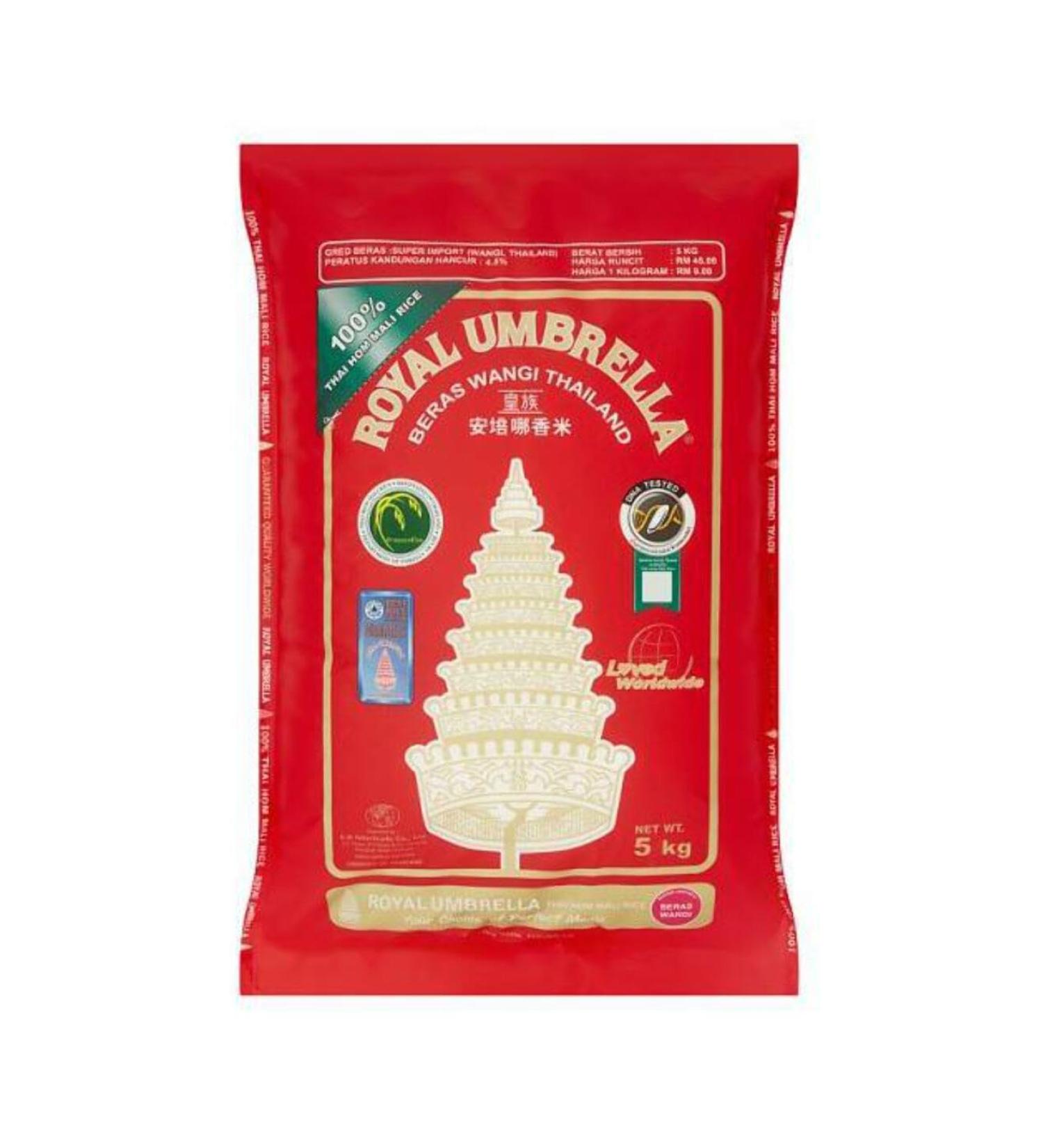 MASRoyal Umbrella Thai Jasmine Rice 5Kg Box of 1-Fd