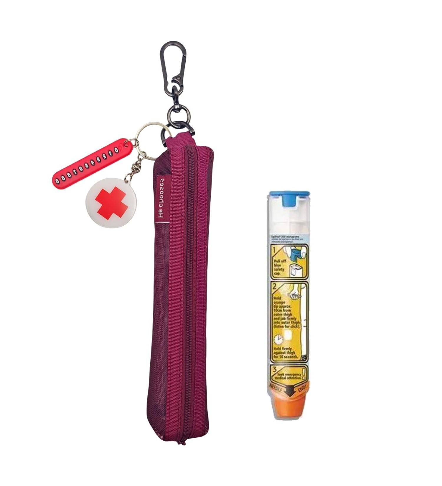 Buy Mini Red Mesh EpiPen Carrying Case - Travel-Friendly Allergy & Diabetes Solution | Fits 1 EpiPen - Buy Online on GoSupps.com