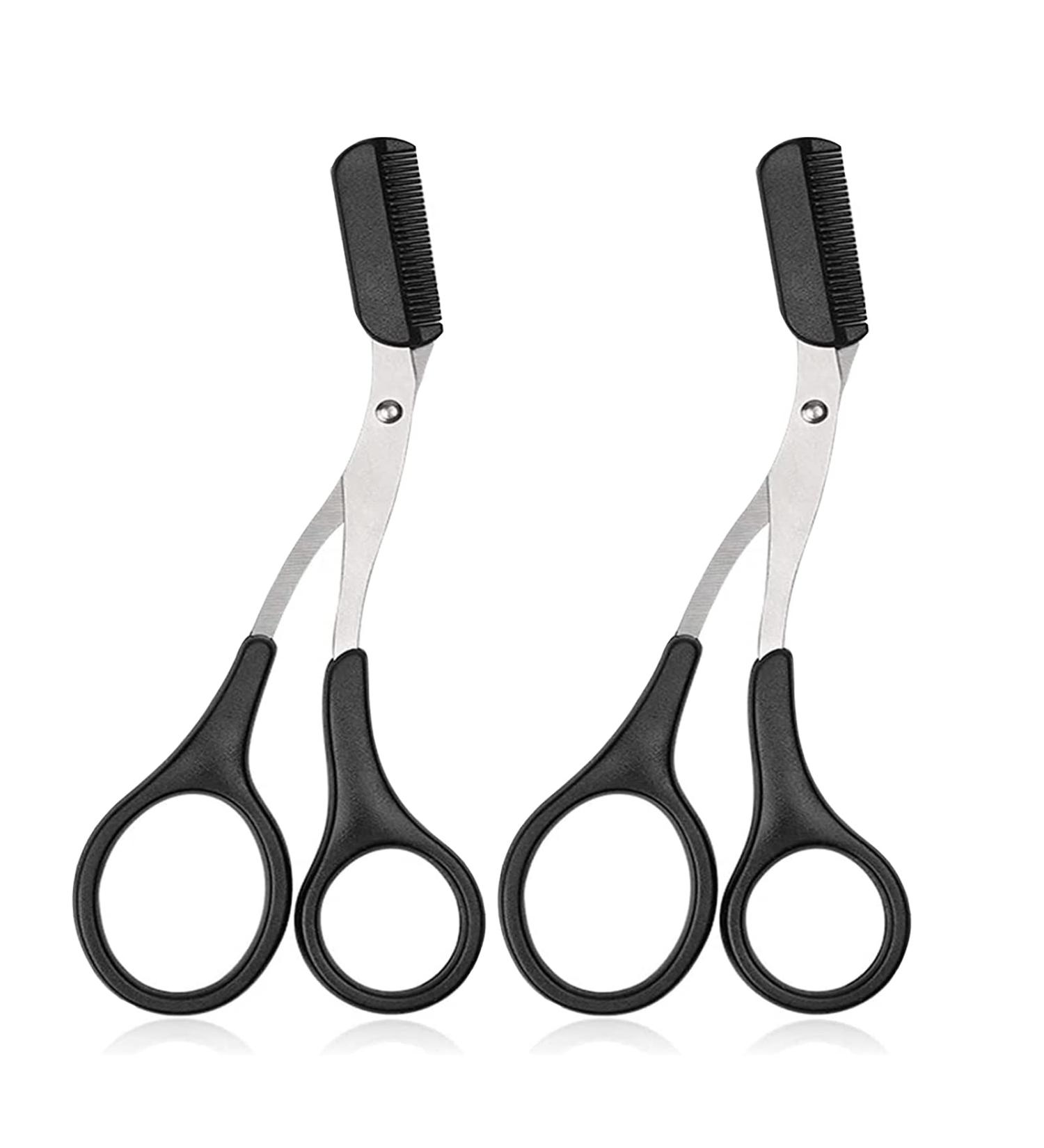 Professional Eyebrow Scissors with Comb - Precision Trimmer for Men and Women - Non-Slip Finger Grips - Hair Removal Beauty Tool (2 Pieces) - Buy Online on GoSupps.com