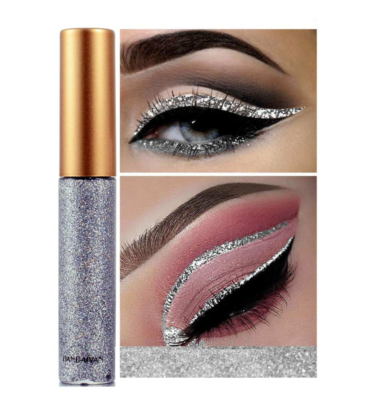 Ochilima Glitter Liquid Eyeliner - Long-lasting Waterproof Silver & Gold Metallic Makeup for Women | Highly Pigmented Shimmering Colorful Glitter - 06# Silver - Buy Online on GoSupps.com