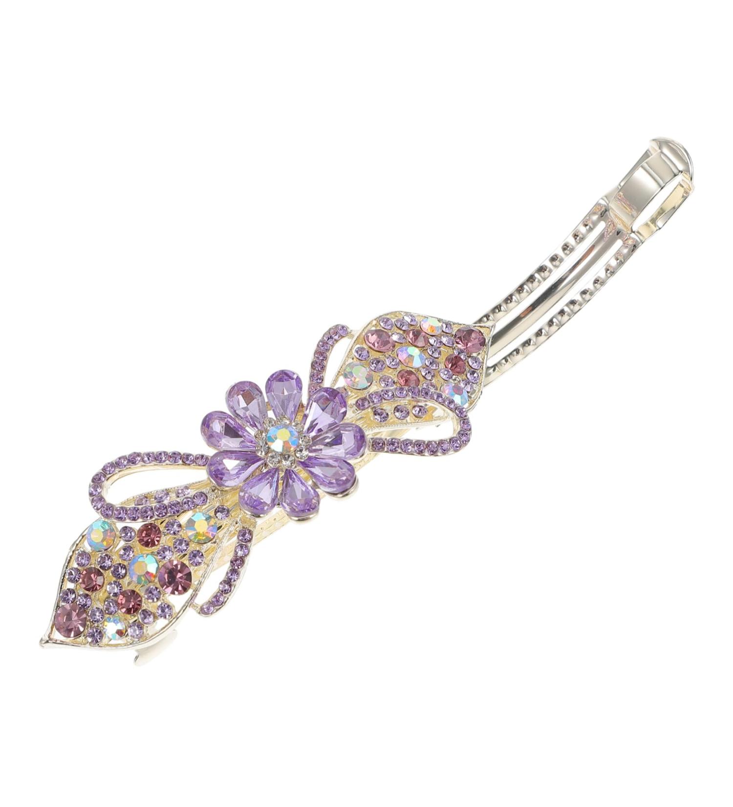 Housoutil Temperament Hair Clip Hair Clips for Thick Hair Barrettes for Women Hair Accessories for Women Barrettes for Thick Hair Mother Style Rhinestones Miss Purple Ponytail - Buy Online on GoSupps.com
