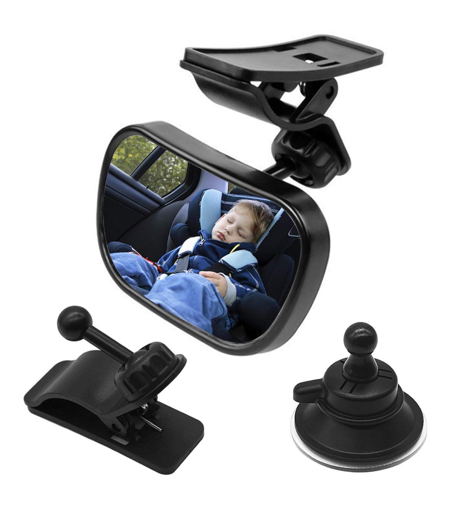 Natuce 1 Baby Car Mirror with 2 Brackets | 360 Adjustable Safety Child Rear View Mirror | Shatterproof for Baby Infant Toddler | Sucker & Clip | Back Seat Mirror for Mom - Buy Online on GoSupps.com
