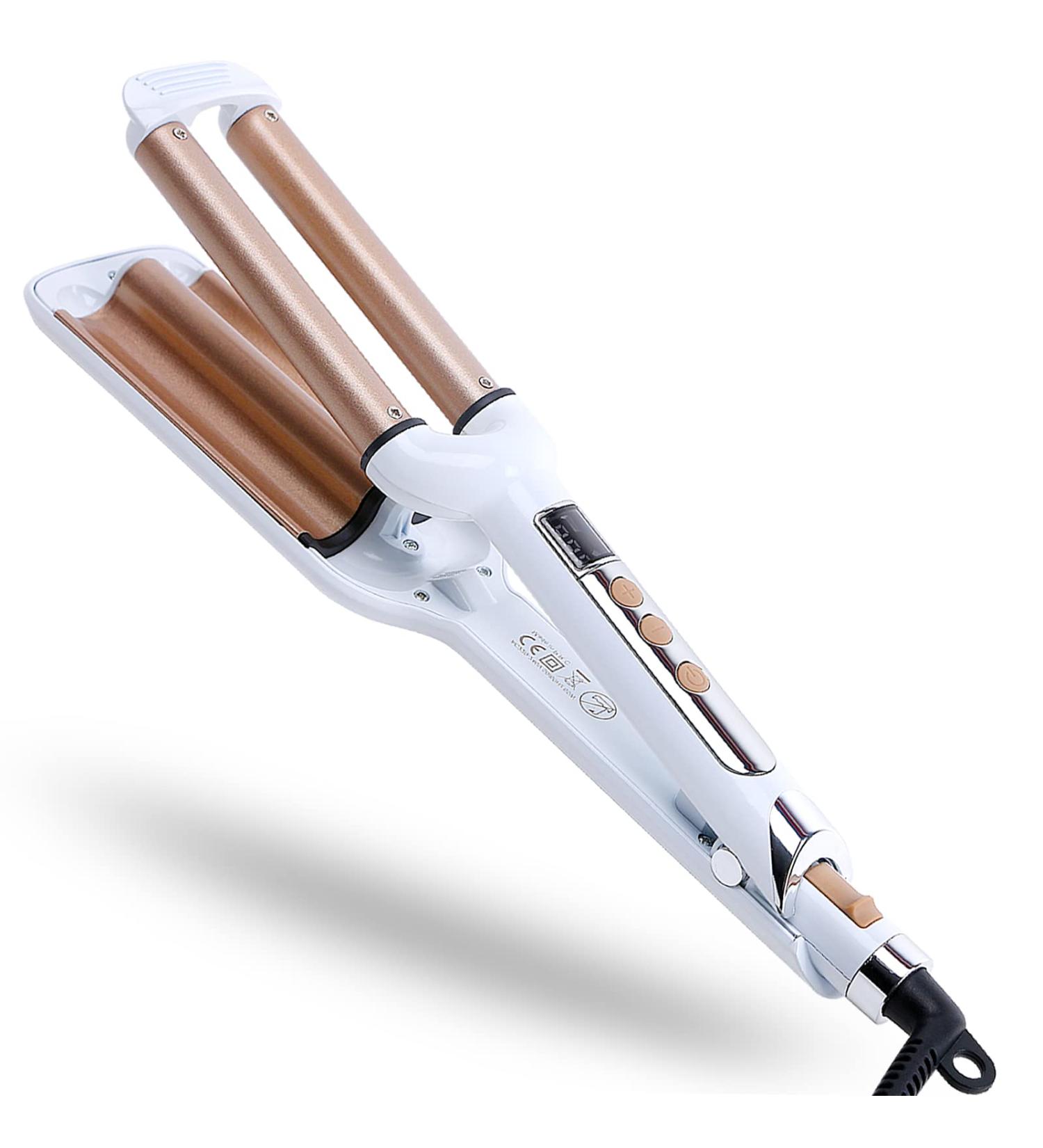 3 Barrel Hair Crimper Iron - Professional Curling Wand for Deep Waves | Fast Heating Ceramic | Perfect Valentine's Gift - Buy Online on GoSupps.com