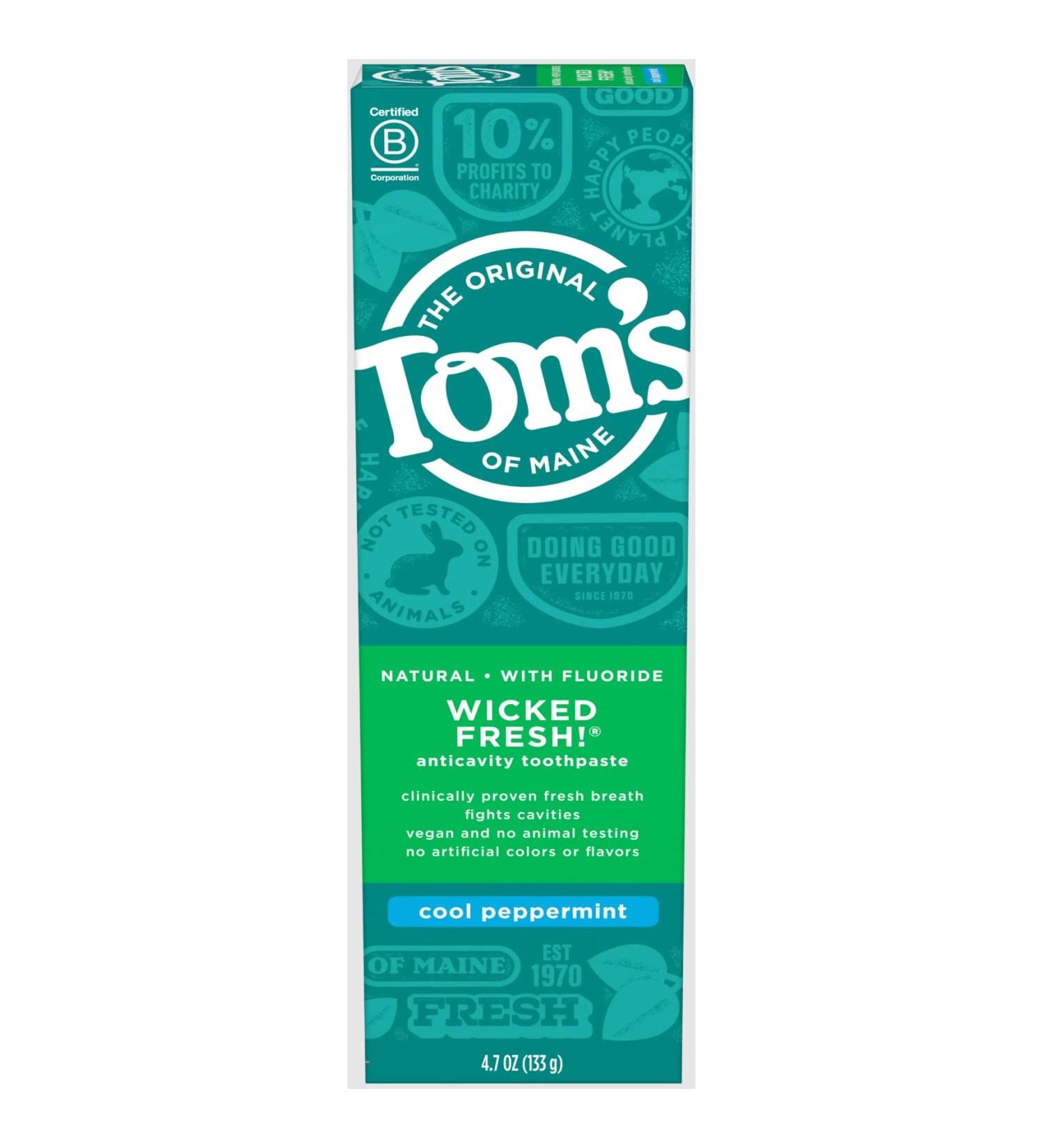 Tom's of Maine Natural Wicked Fresh Fluoride Toothpaste Cool Peppermint 4.70 oz (Pack of 4) - Buy Now for Fresh Breath! - Buy Online on GoSupps.com