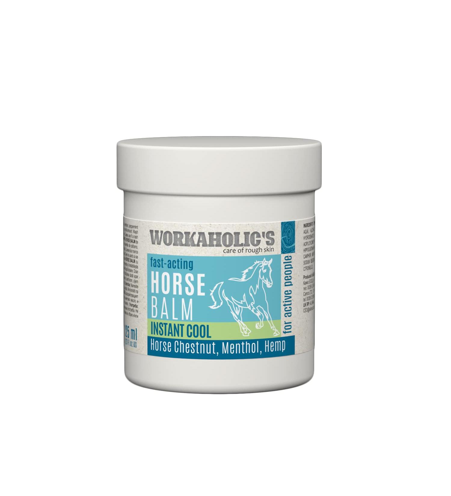 Workaholics Horse Chestnut and Hemp Gel for Pain Relief - Instant Cooling Horse Balm for Muscles and Joints with Camphor and Peppermint Oil 125ml
