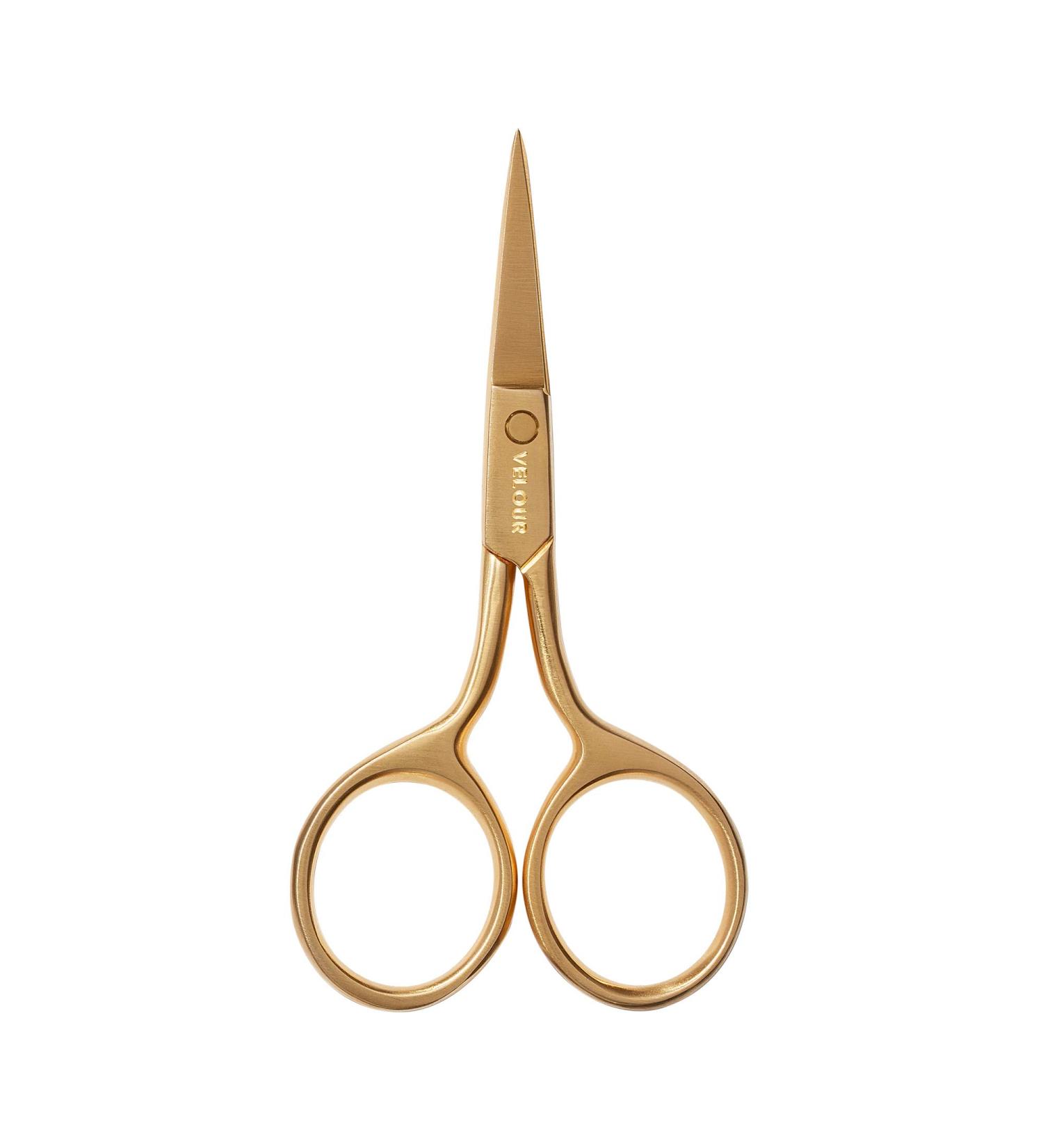 Velour Too Sharp Gold Stainless Steel Lash Scissors - Small Hair Scissors for Brows, False Lashes & Facial Hair - Pointed Tip Cutter - Buy Online on GoSupps.com