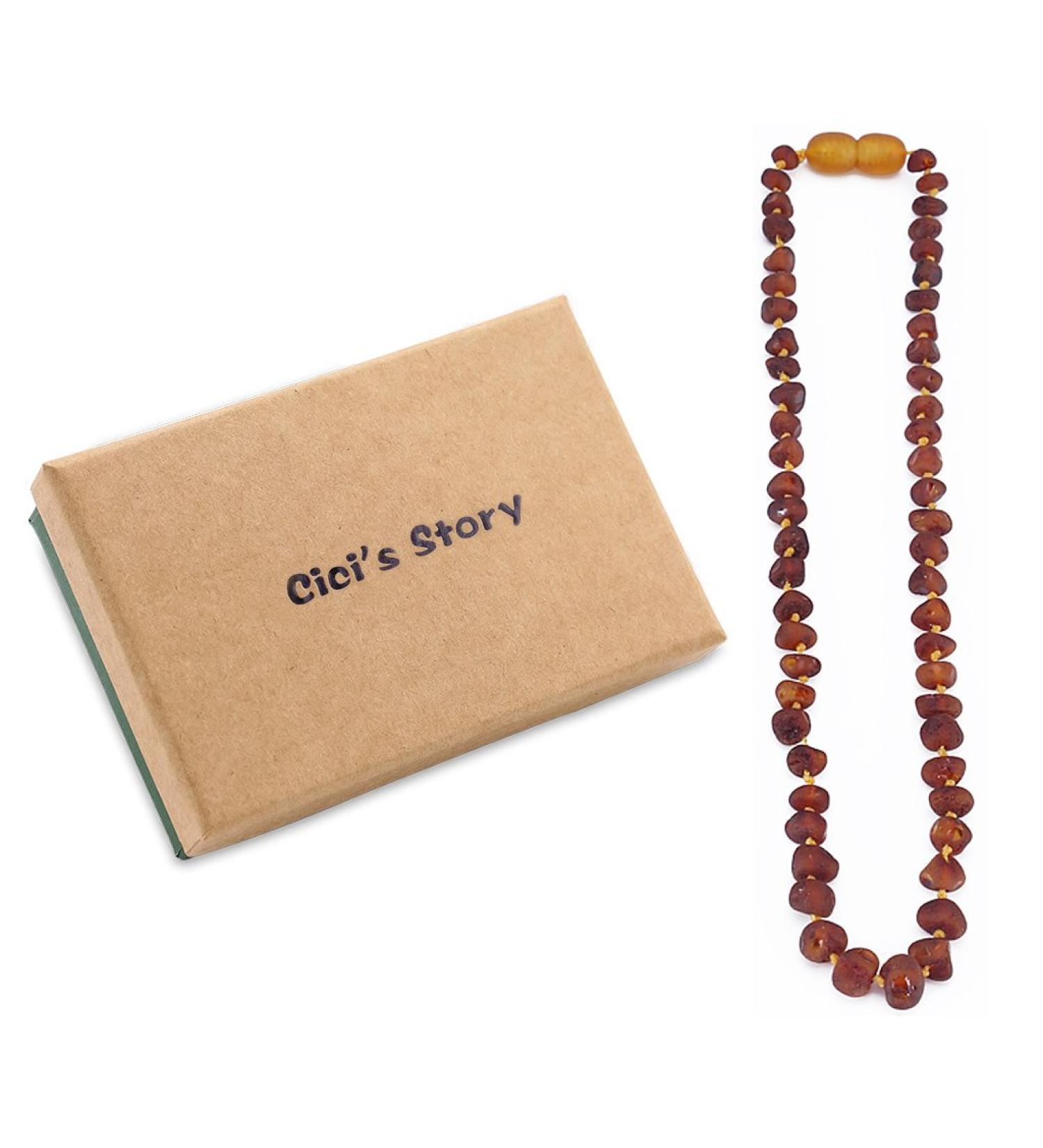 Baltic Amber Unisex Necklace - Cognac Raw, 14 Inches - Knotted, Raw Beads (1 Pack) - Buy Online on GoSupps.com