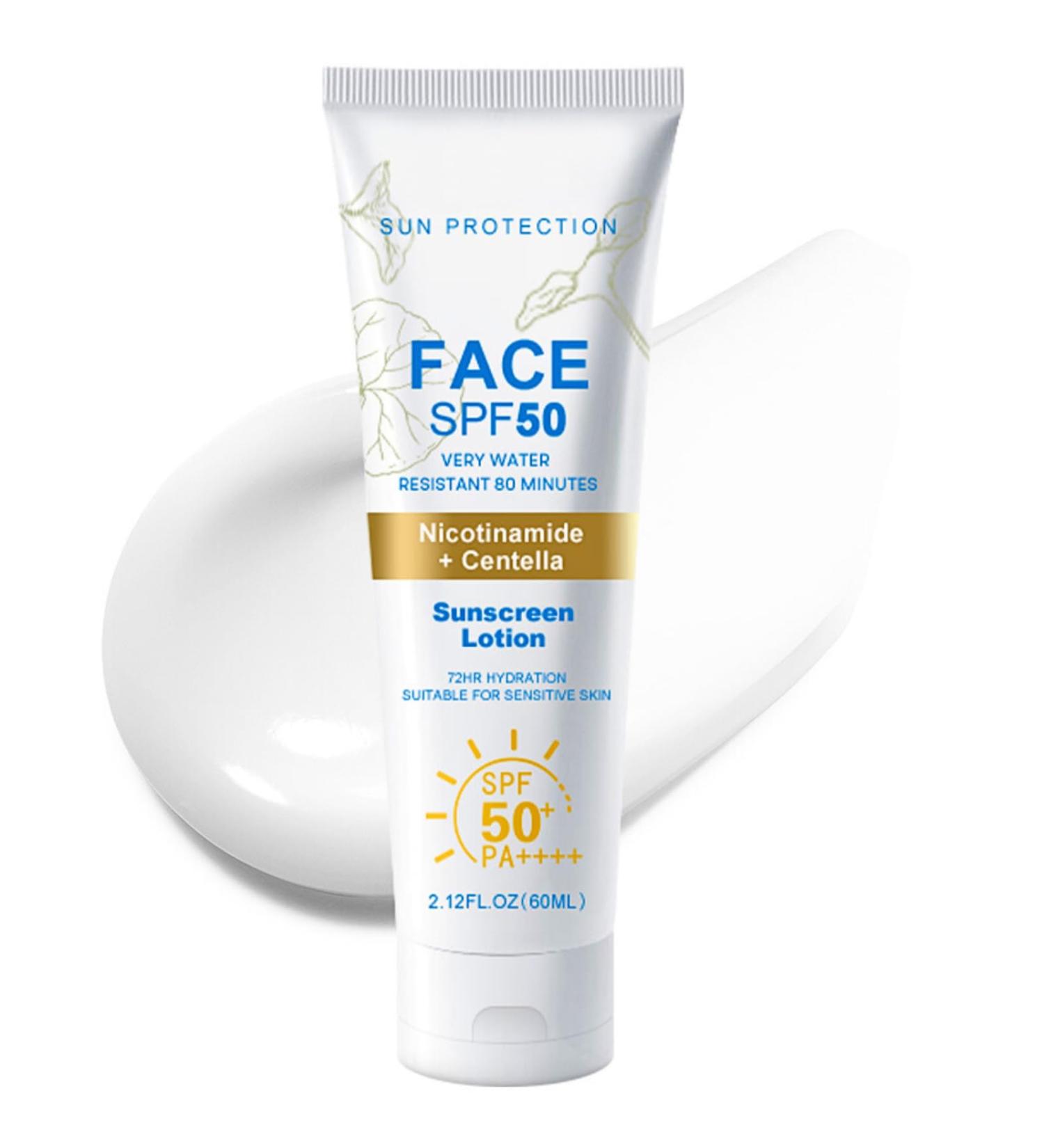 Sun Cream SPF 50+ Nicotinamide Centella Sunscreen Waterproof SPF 50 Face Moisturiser Refreshing & No Greasy Sunscreen UV Defense For All Skin Types Sun Lotion Suncream For Travel Natural Sunblock 60ml - Buy Online on GoSupps.com