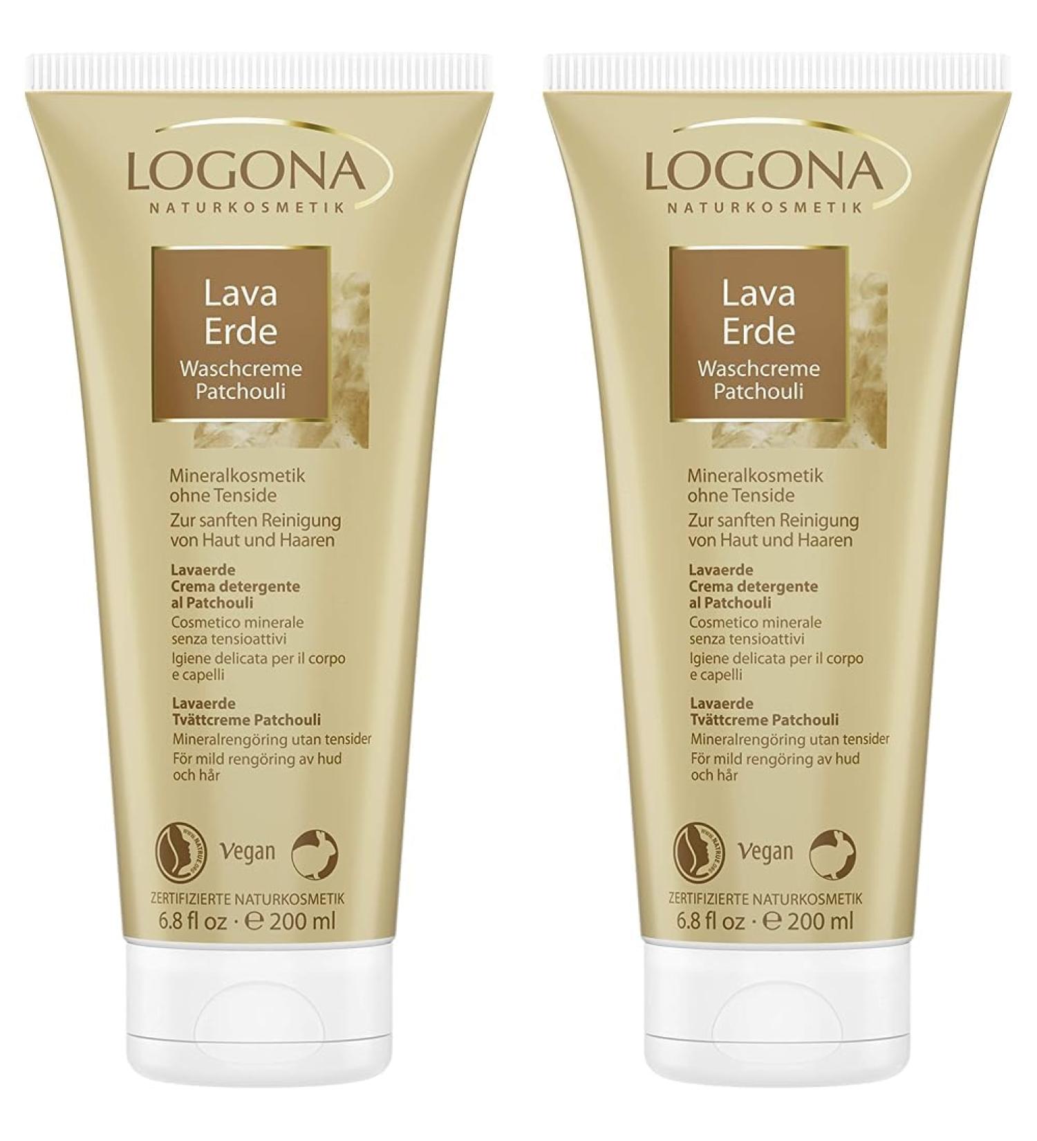 LOGONA Natural Cosmetics Lava Clay Wash Cream Patchouli - Pack of 2 (200 ml) | International Shipping - Buy Online on GoSupps.com