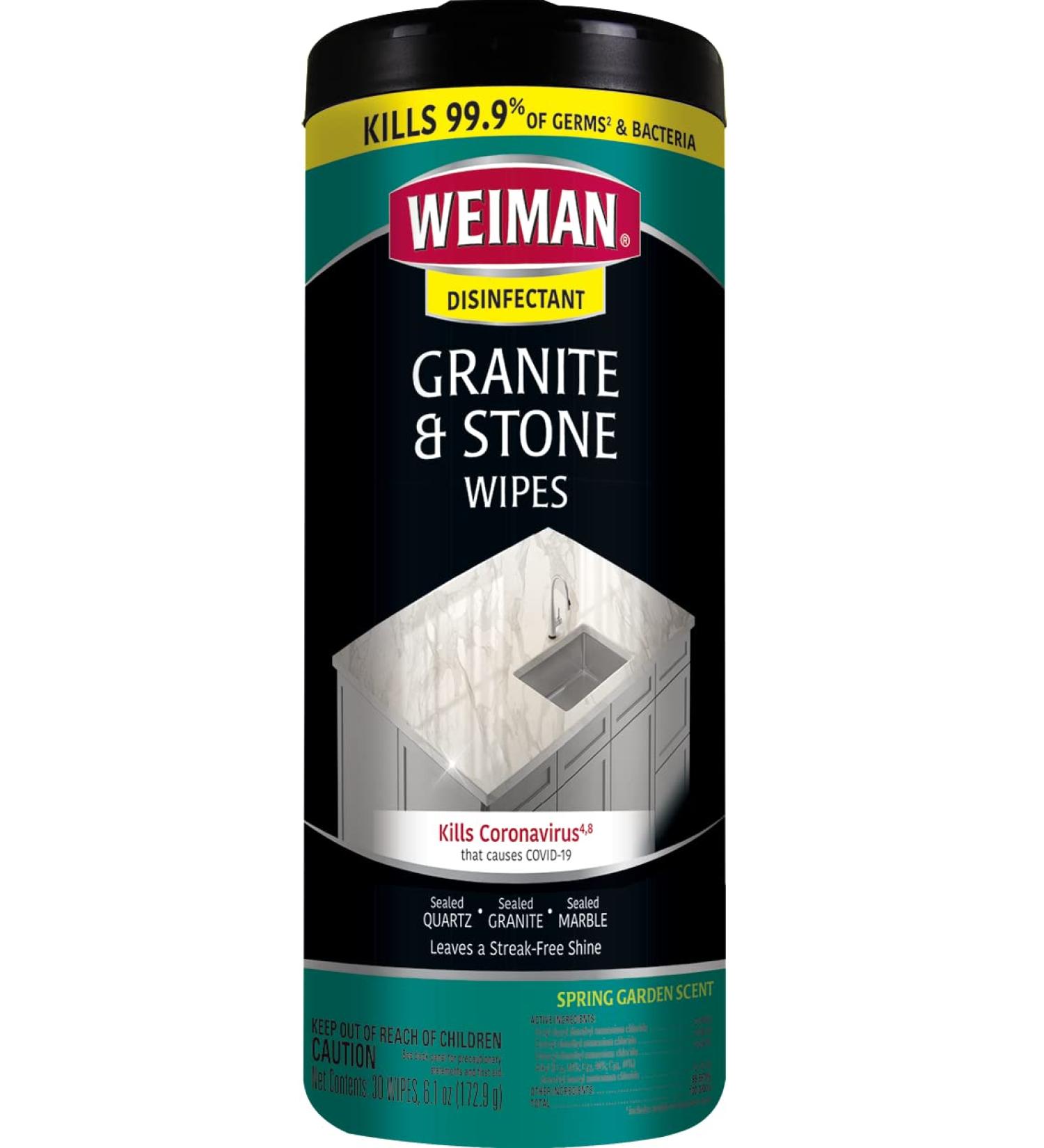 Weiman Granite Cleaner and Polish Wipes - 30 Count - For Granite, Marble, Quartz, Slate, Corian Countertops - Buy Online on GoSupps.com
