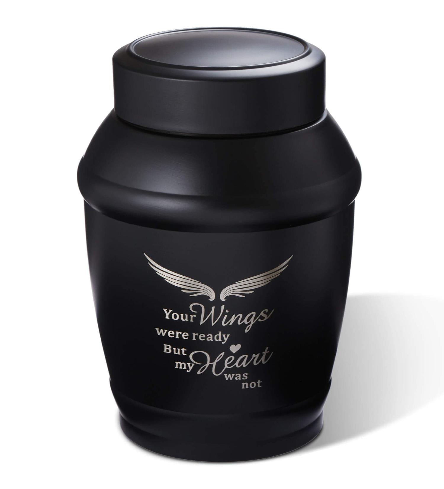LINES ARTE 5.7 Inches Medium Size Urns for Human Ashes Adult Male Black Cremation Urns for Adult Ashes Angel Wings Decorative Urns M Black Wings - Buy Online on GoSupps.com