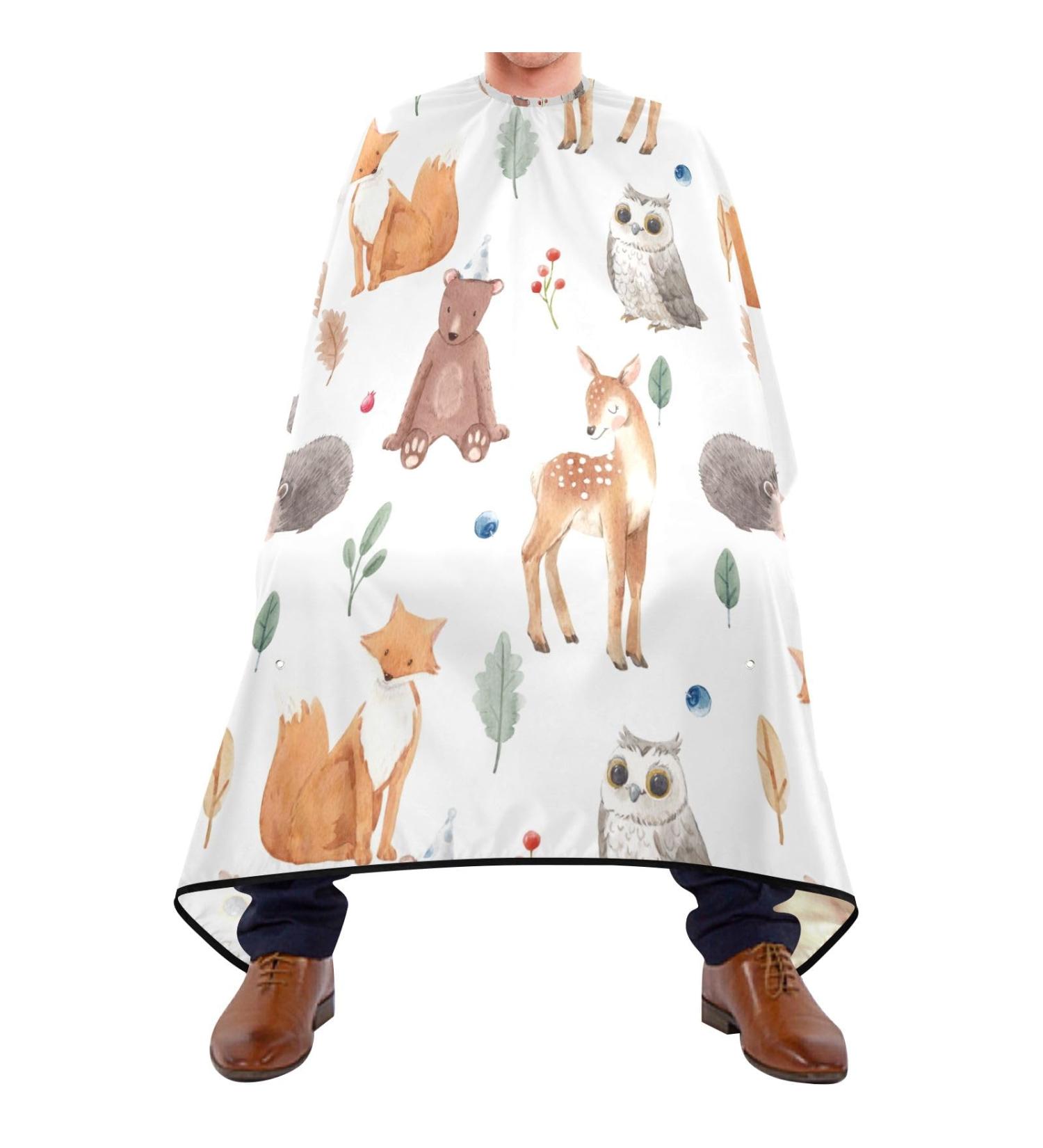 Waterproof Barber Cape - Cute Deer Owl Fox Bear & Cheetah Haircut Bib for Men & Women - Unisex Hair Cutting Cape - Buy Online on GoSupps.com