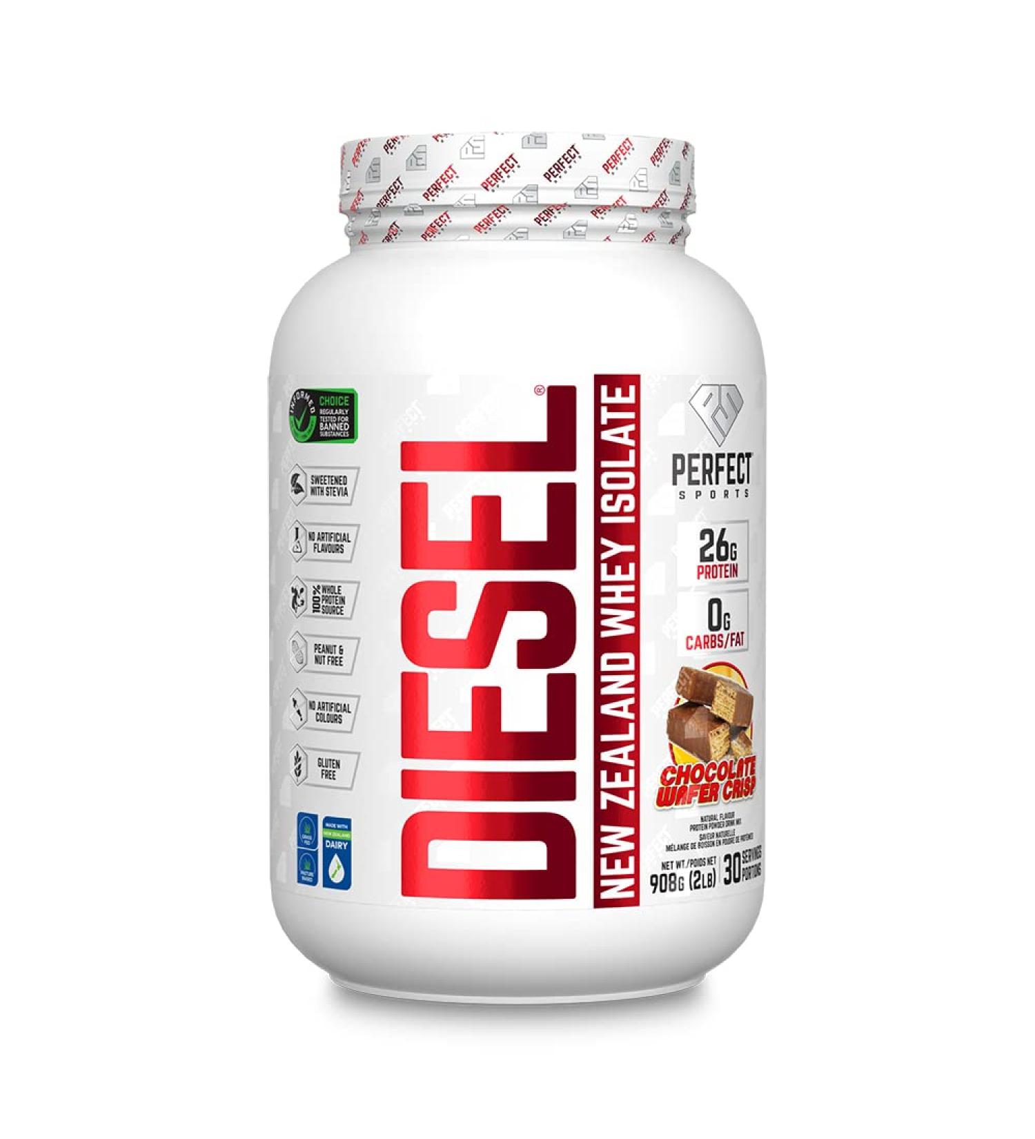 DIESEL 100% New Zealand Whey Isolate Grass-Fed & Pasture Raised - Chocolate Wafer Crisp 2lb Chocolate Wafer Crisp 908 g (Pack of 1) - Buy Online on GoSupps.com