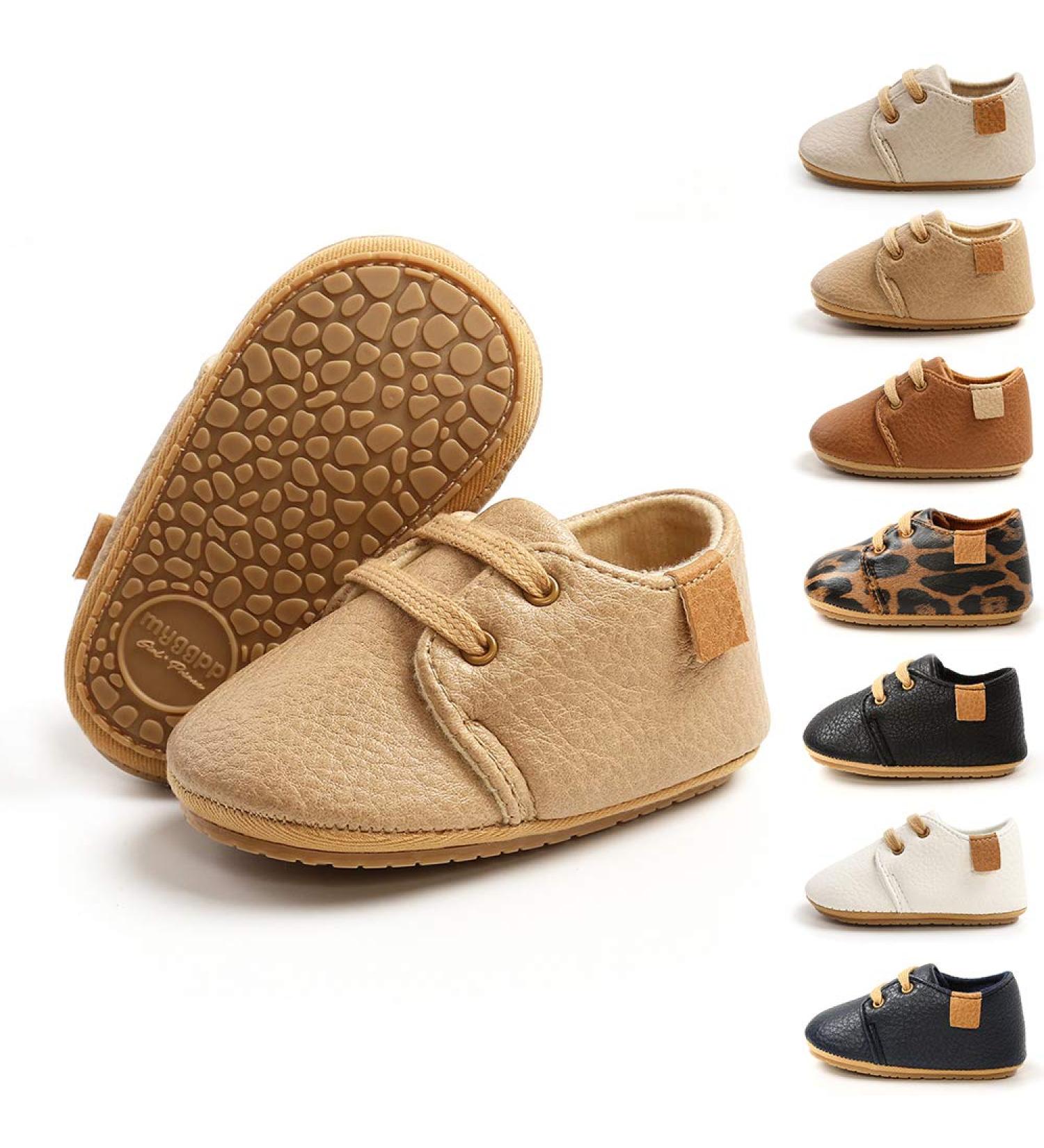 Infant Baby Boys Girls Oxford Shoes | Anti-Slip PU Leather Sneakers 12-18 Months A Khaki - Buy Online on GoSupps.com