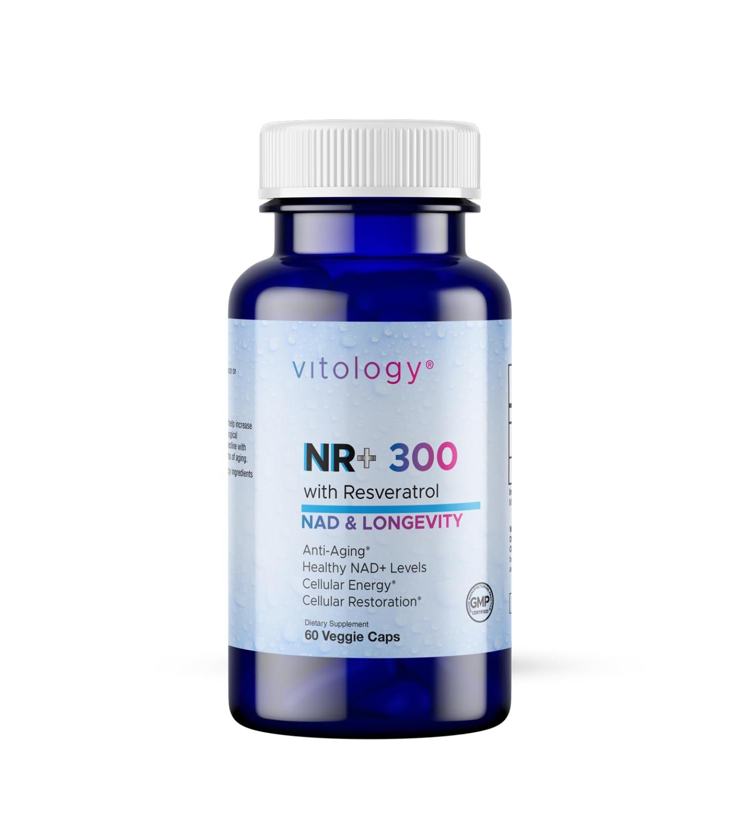 Vitology NR+ 300 | Nicotinamide Riboside 300mg with Resveratrol 50mg | Supports NAD+ Levels, Cellular Energy & Healthy Aging | 60 Capsules - Buy Online on GoSupps.com