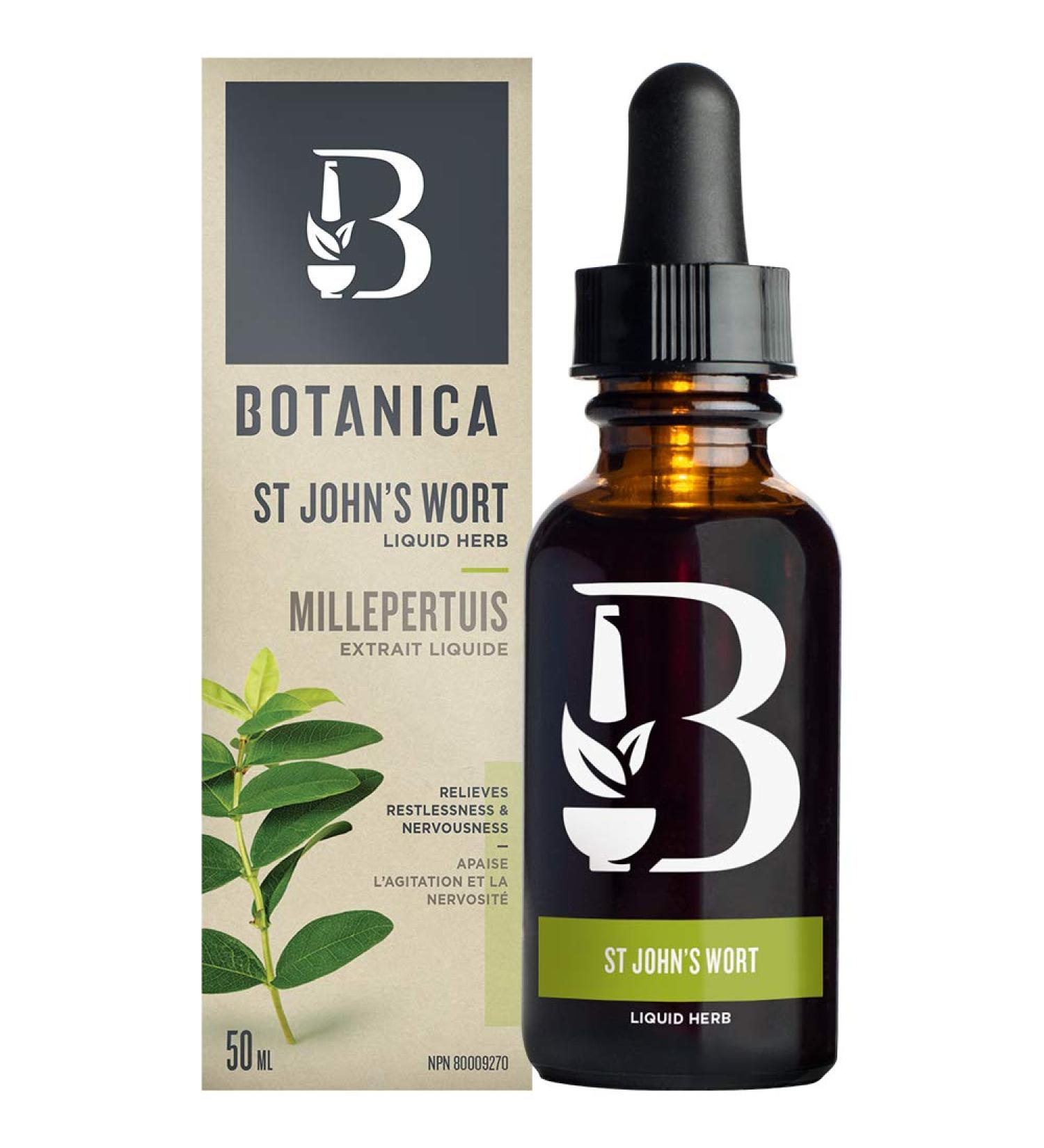 Botanica St John s Wort Liquid Herb Extract Tincture Relieves Restlessness & Nervousness Mood Elevator For Anxiety Natural Herb Extract Remedy Non-GMO Vegan Gluten Free (50mL) - Buy Online on GoSupps.com