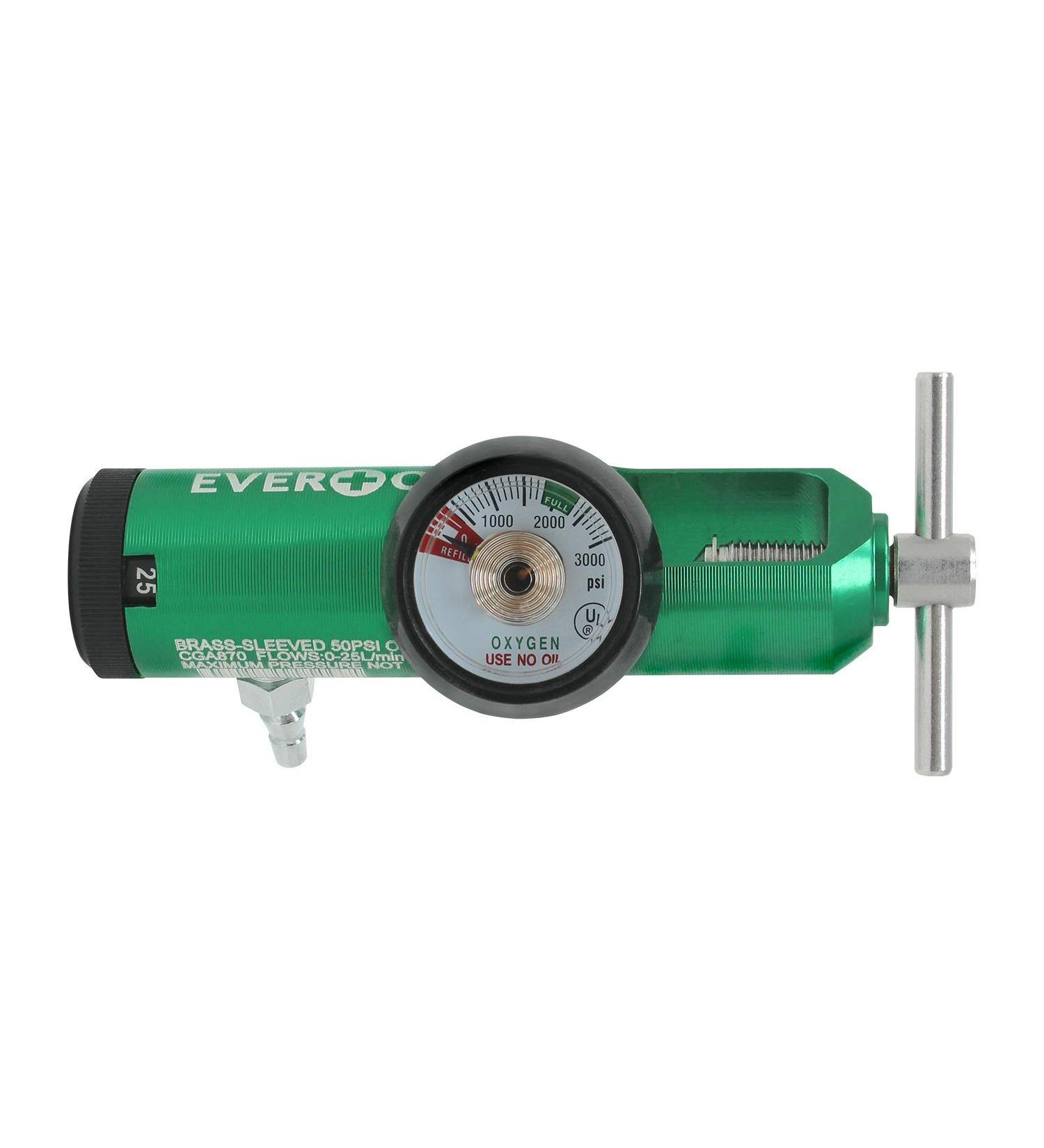 EverOne Mini Oxygen Regulator 0-25 LPM with Key | 870 CGA Connection | Brass Sleeve - Buy Online on GoSupps.com