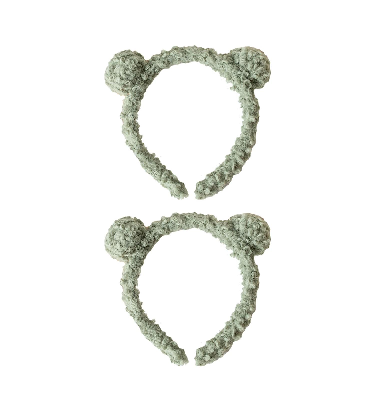 XNHIU 2 Pieces Bear Ears Headbands Fluffy Bear Ears Hairbands Makeup Headbands Hair Accessories for Washing Face Party Decoration (Green) - Buy Online on GoSupps.com
