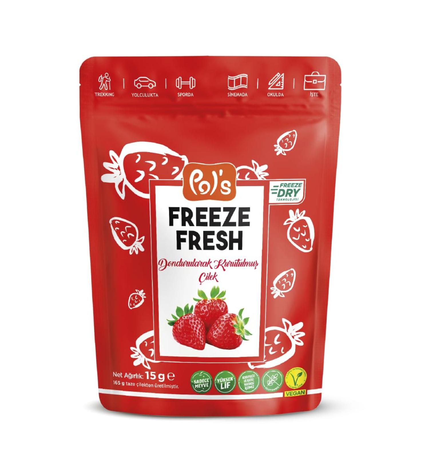  POL'S POL'S - 15g Freeze-dried Strawberry the best snack on the go non-GMO gluten-free no added sugar vegan raw kosher additive-free dried strawberries Freeze-dried strawberry - Buy Online on GoSupps.com