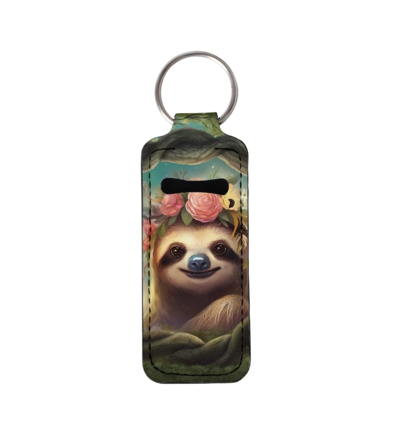 Suobstales Cute Sloth Print Chapstick Holder Keychain Neoprene Lip Balm Holder Lipstick Sleeve Pouch Lip Balm Portable Pocket Lip Gloss Tube Holder Travel Accessories - Buy Online on GoSupps.com