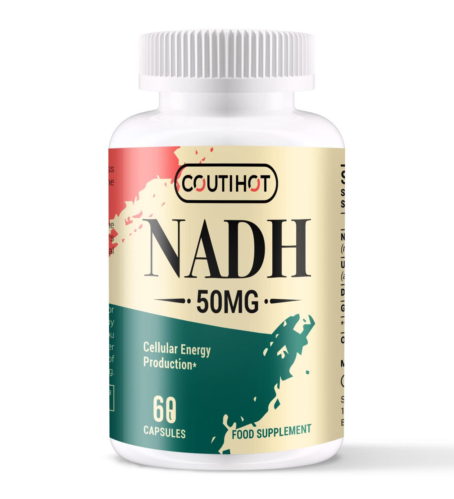 NADH 50 mg Plus CoQ10 200 mg NADH Capsules - Energy and Fatigue Support ATP Production - 60 Counts for 60-Day Supply 60 count (Pack of 1) - Buy Online on GoSupps.com