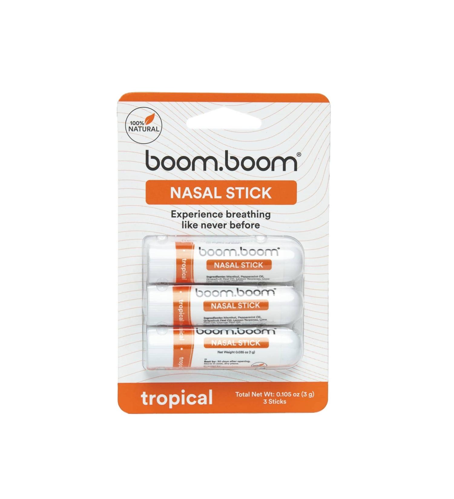 BoomBoom Nasal Stick (3 Pack) - Enhances Breathing & Focus | Tropical Aromatherapy Inhaler - Buy Online on GoSupps.com