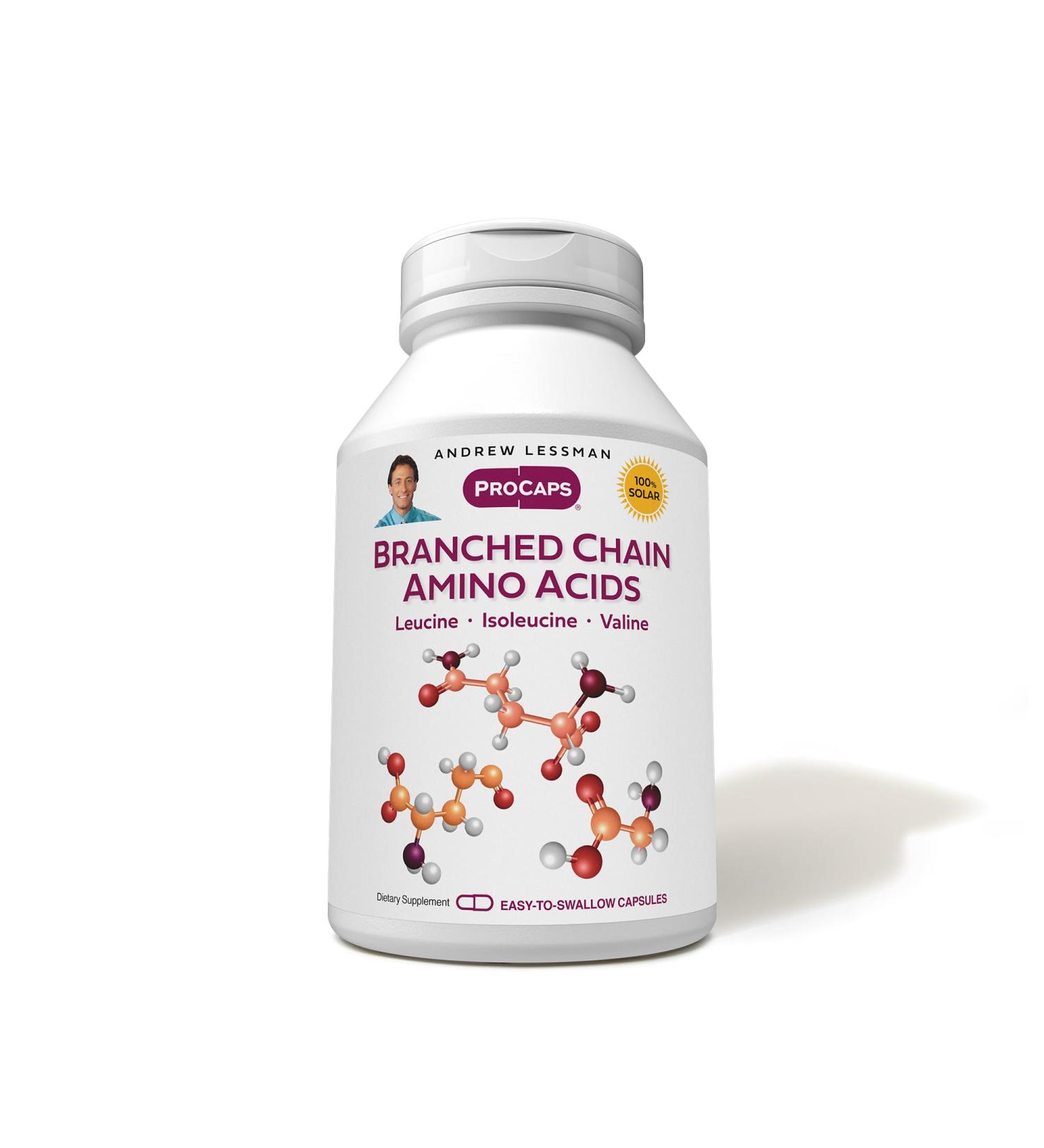 Andrew Lessman BCAA 180 Capsules | Pure Free-Form Essential Amino Acids | Hypoallergenic | Easy-to-Swallow | No Additives - Buy Online on GoSupps.com