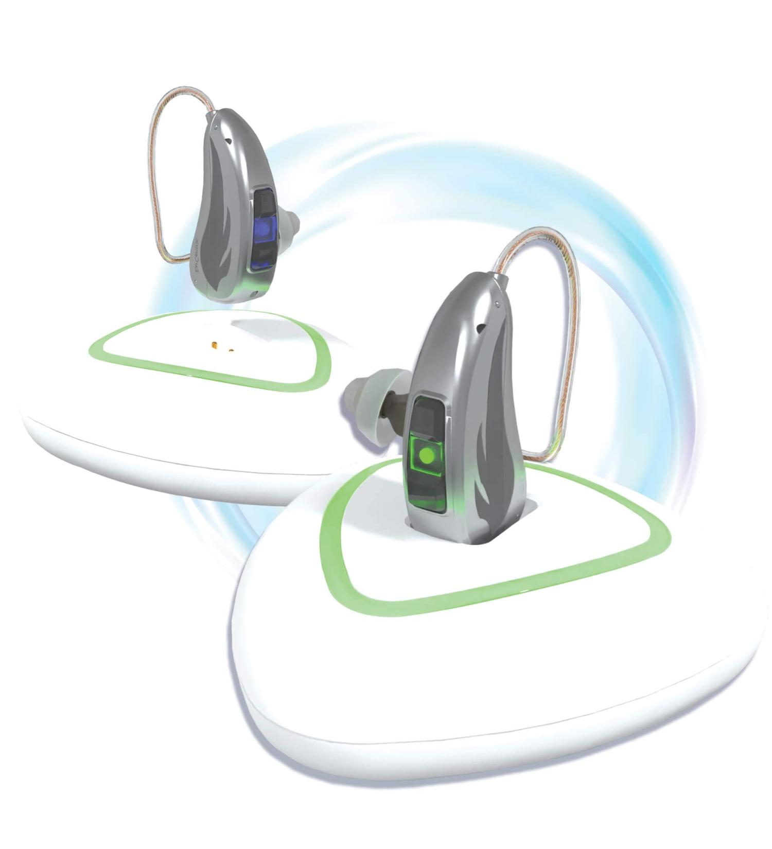 Silver Rechargeable Hearing Aid for Seniors | Noise Cancelling & Feedback Reduction | Invisible Receiver in Canal | Ideal for Mild to Severe Hearing Loss | Digital Personal Sound Amplifier - Buy Online on GoSupps.com