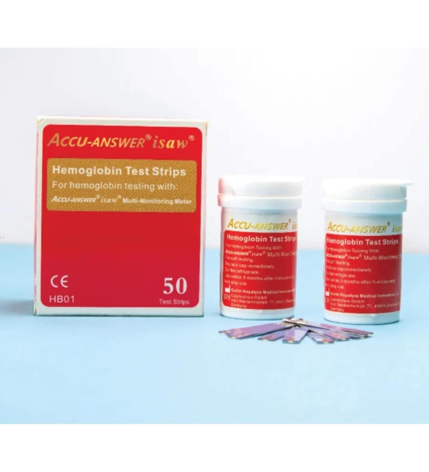 Accu-Answer Hemoglobin Test Strips - 50 Compatible Strips for Accurate Monitoring | Fast International Shipping - Buy Online on GoSupps.com