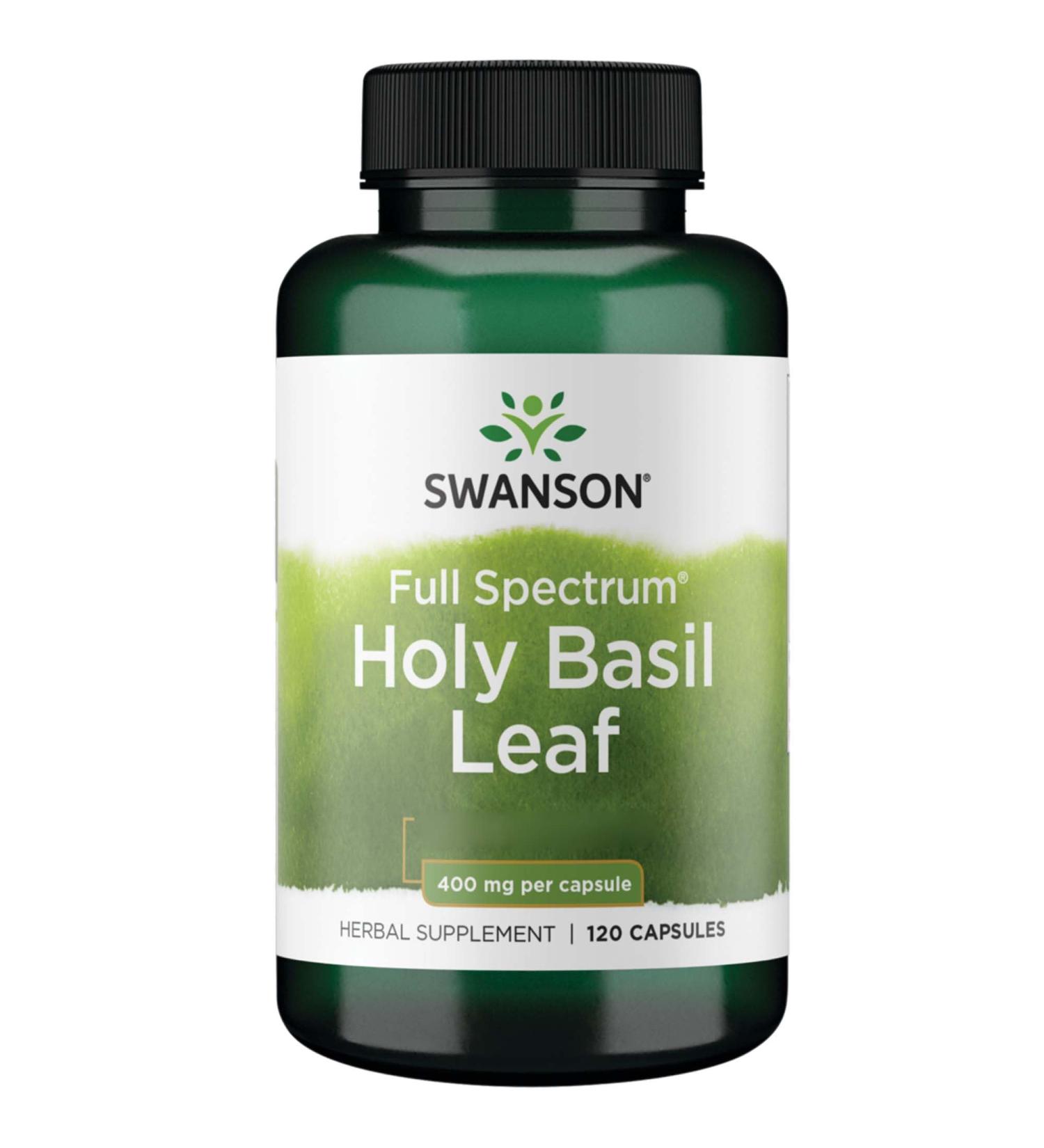 Swanson Full Spectrum Holy Basil Leaf 400mg High-Dose 120 Capsules SOYA-Free Gluten-Free GMO-Free - Buy Online on GoSupps.com