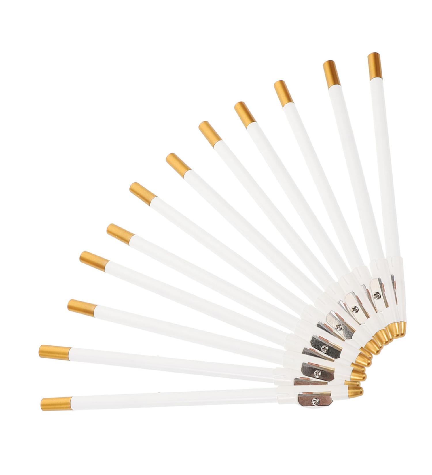 IWOWHERO 12pcs Eyebrow Pencil Sharpener Makeup Pen for Eyebrow Eye Brow Pencil Eyeliner Pencil Wooden White - Buy Online on GoSupps.com