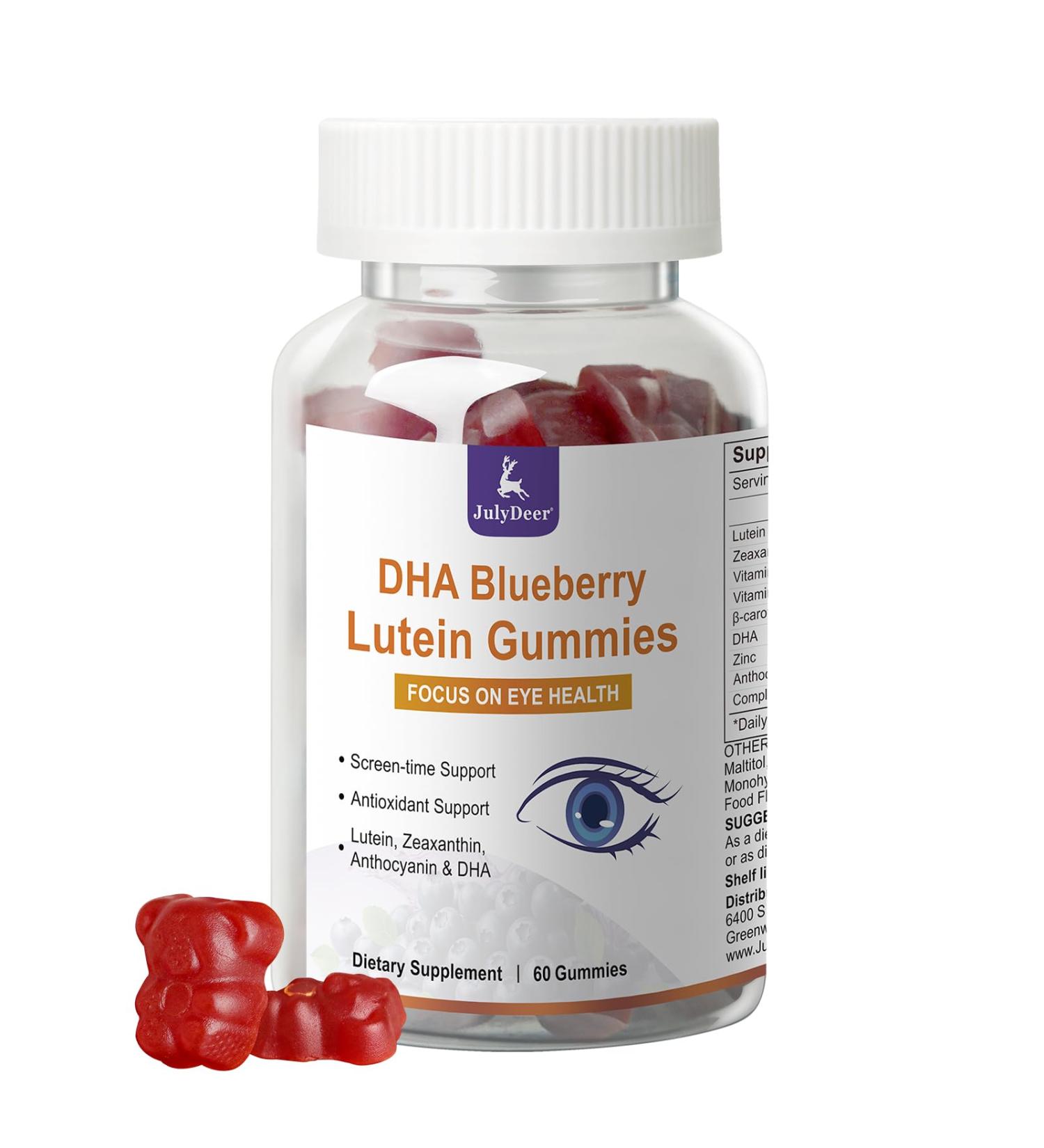 Lutein and Zeaxanthin Gummies Supplements Support Eye Health 9 in 1 with Vitamin E and C B-carotene DHA Zinc Anthocyanin (Blueberry Extract) Complex Probiotics Non-GMO Gluten Free I 60 Gummies 1 bottle - Buy Online on GoSupps.com