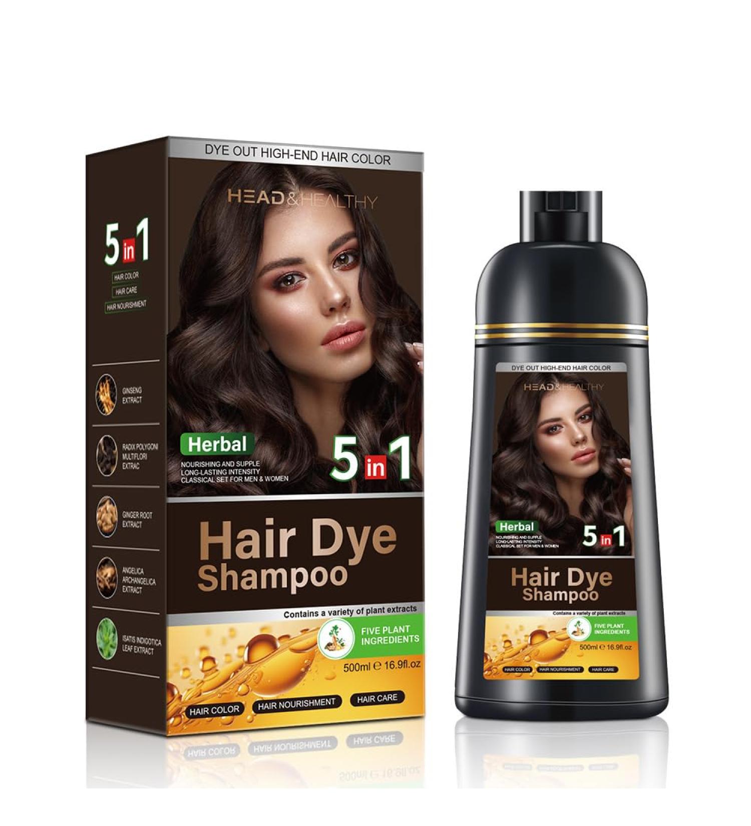  YUNZHIHUI 5-in-1 Color Shampoo with 5 Herbal Extracts Instant Natural Dye for White Hair Multifunctional Hair Dye Shampoo for Men and Women - 500ml (Purple) - Buy Online on GoSupps.com