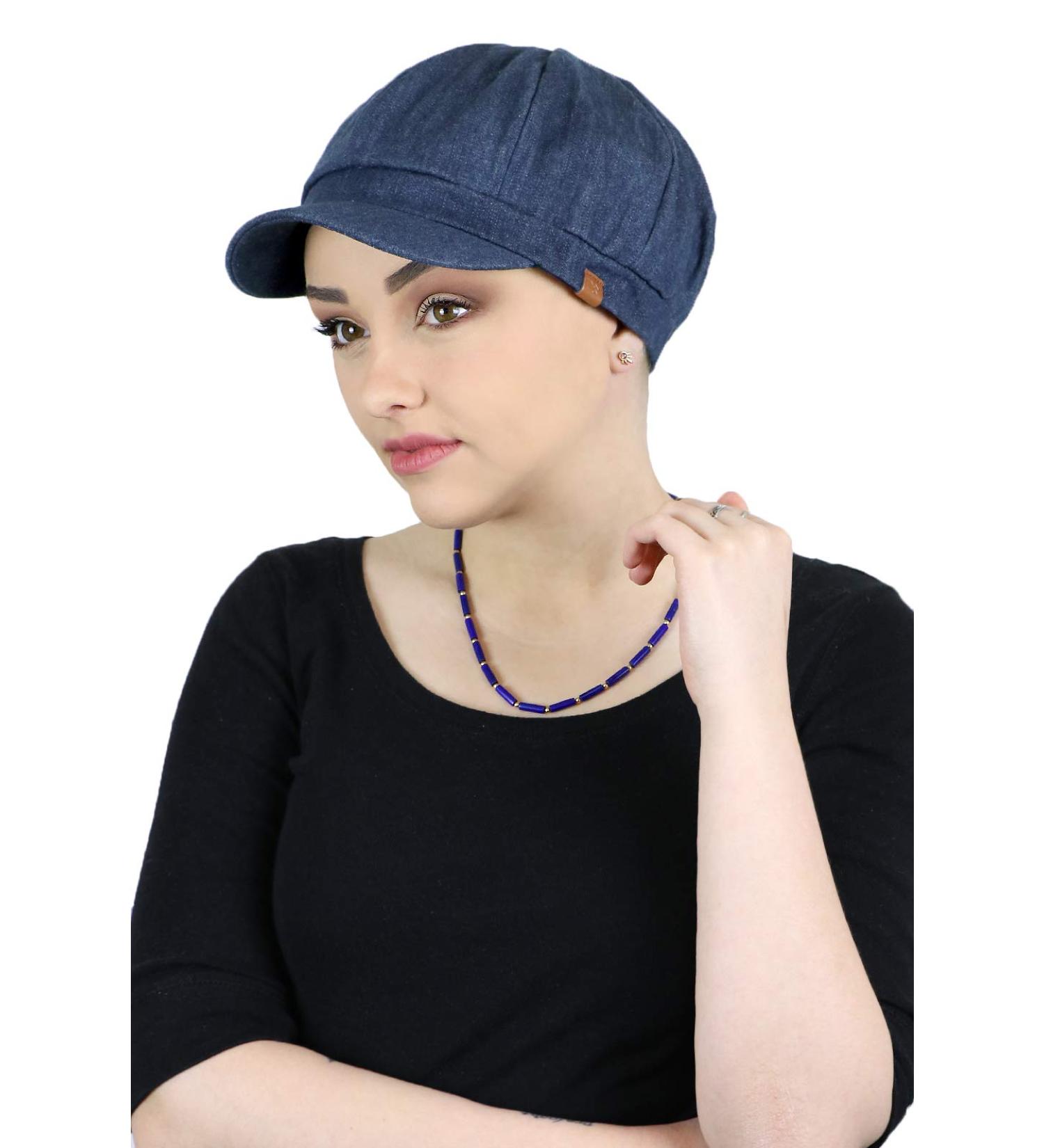 Women's Denim Indigo Newsboy Cap - Stylish Summer Hat for Chemo Headwear - Buy Online on GoSupps.com