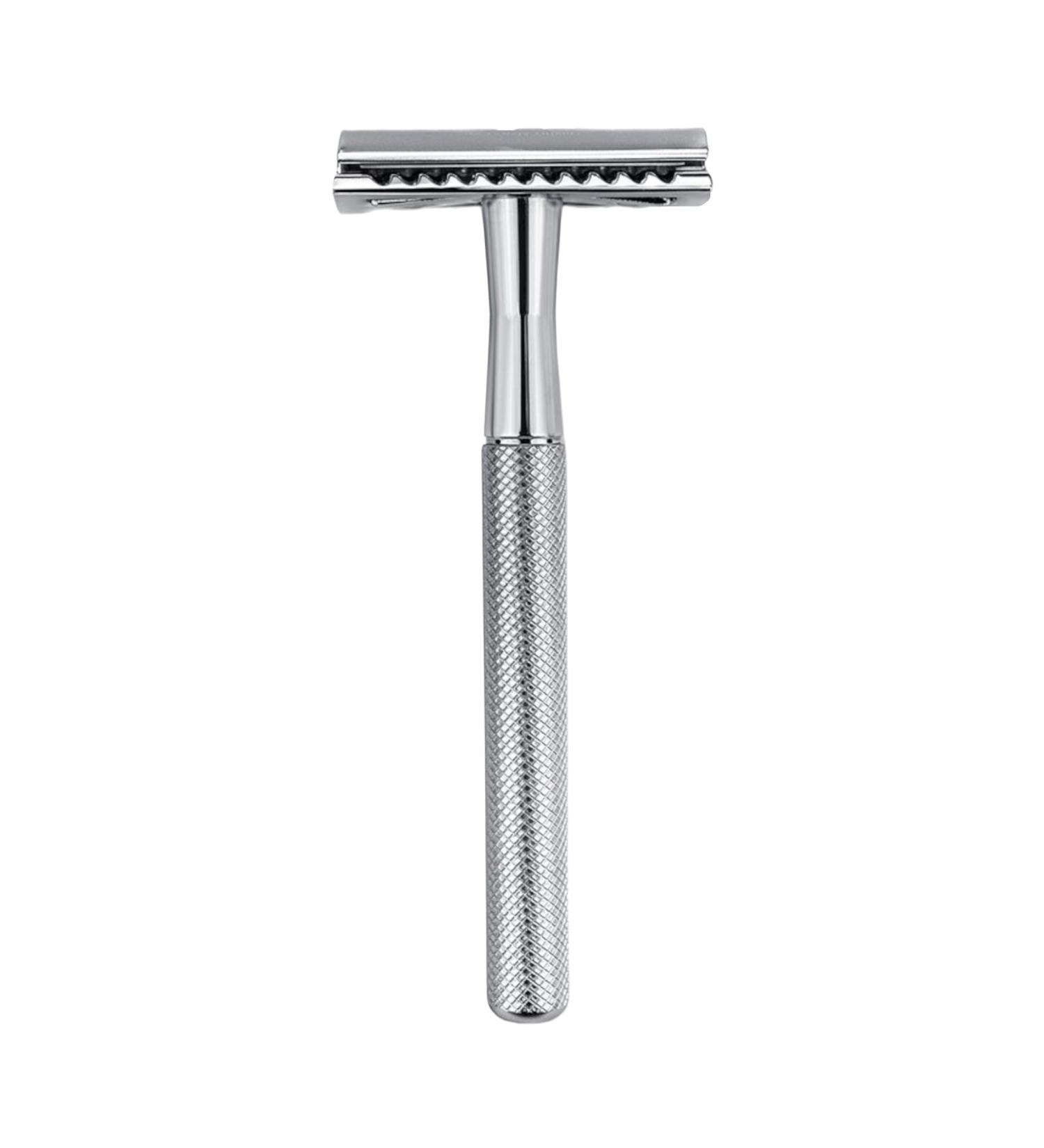 Razor planer reusable razor made of stainless steel silver for classic razor blades including 5 sounds particularly gentle thorough skin -friendly wet shaving precision razor