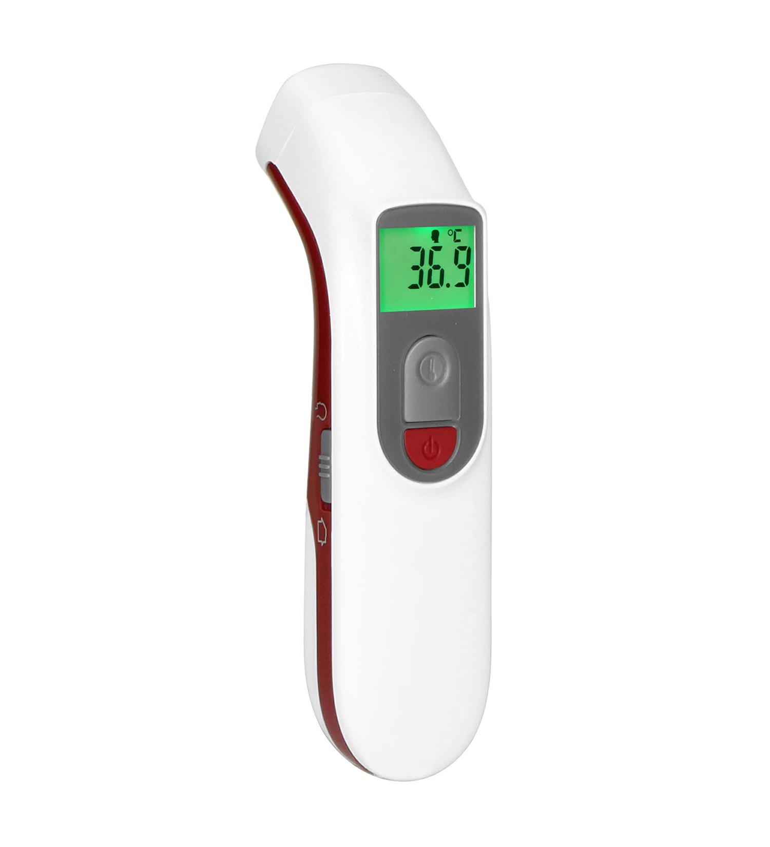 Alecto BC38 Contactless Infrared Thermometer - Baby & Adult Forehead Thermometer - Surface & Liquid Measurement - Easy to Use - White/Red - Buy Online on GoSupps.com