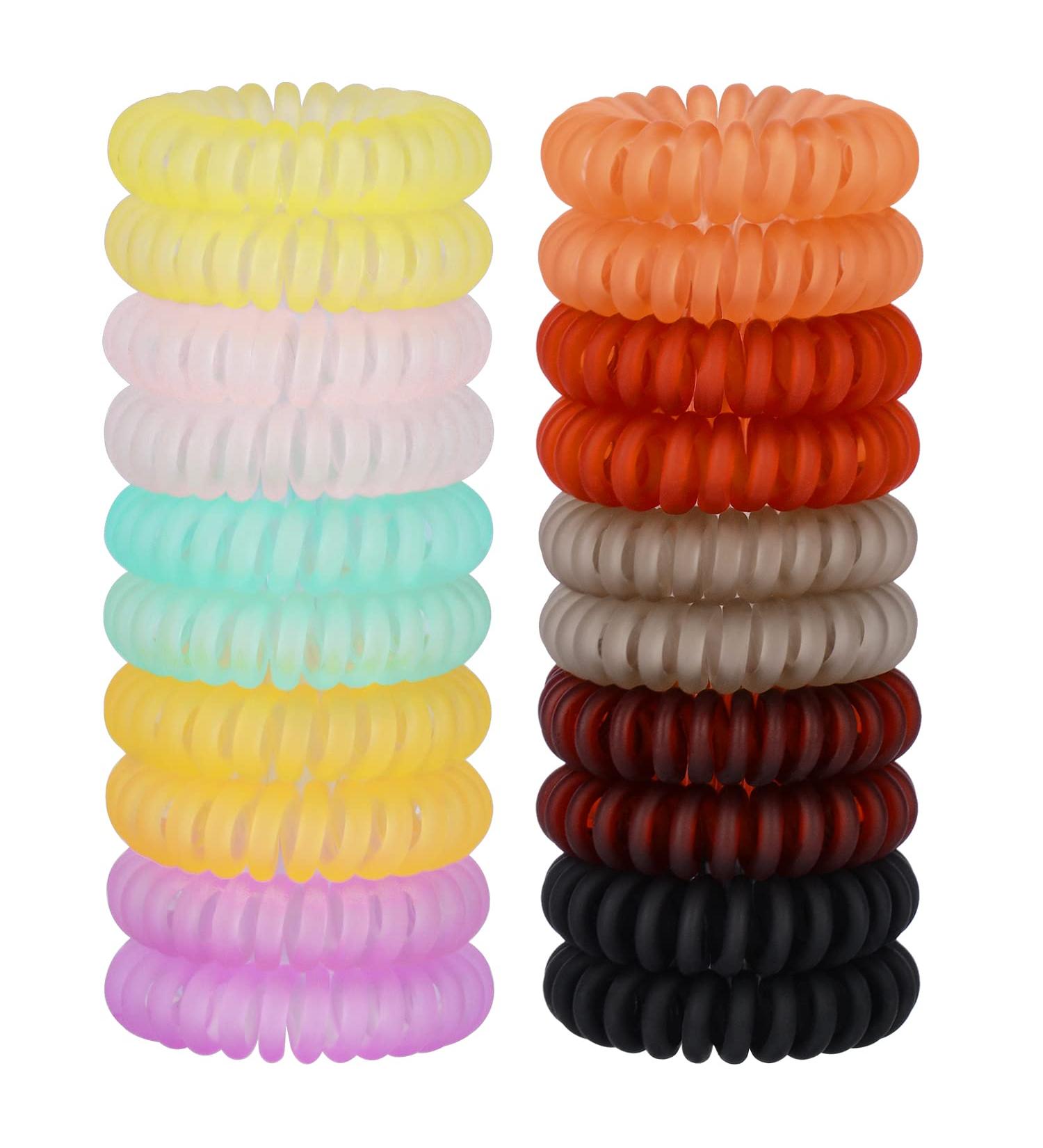 Spiral Hair Ties 20 Pcs - Traceless Phone Cord Ponytail Holders - No Crease Bracelet Hair Accessory - Transparent Matte - Girls Women Ladies Gift - Buy Online on GoSupps.com