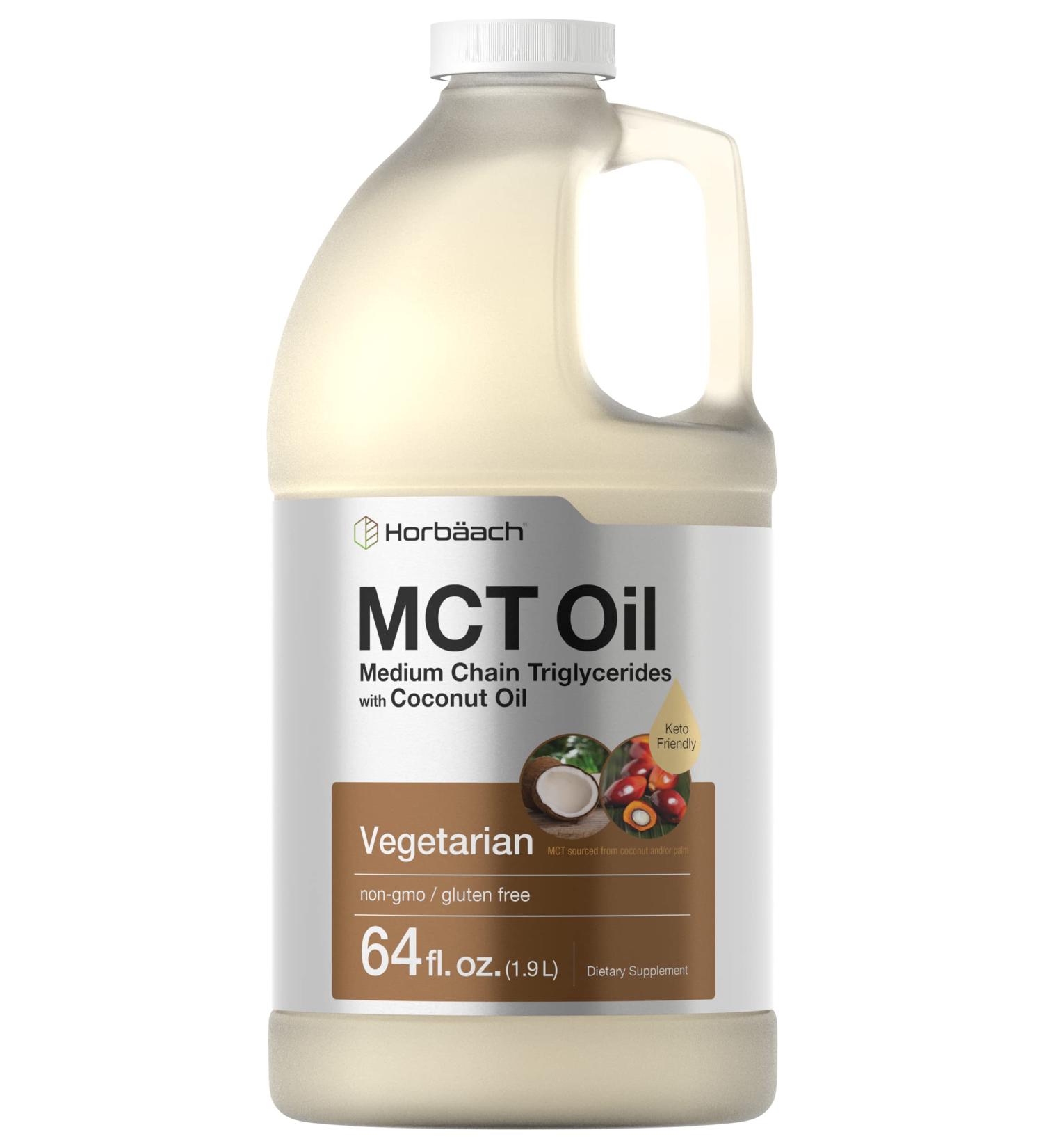 MCT Oil 64 oz - 100% Pure Blend for Coffee, Tea, Juice & Liquids - Keto, Vegetarian, Non-GMO - Gluten Free - by Horbaach - Buy Online on GoSupps.com
