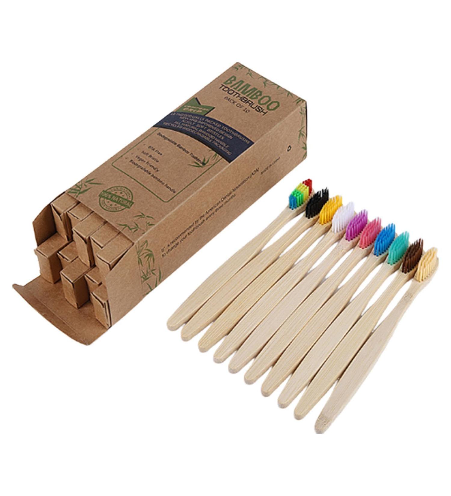 Eco-Friendly Bamboo Toothbrushes - Soft Bristles Travel Set for Men & Women | 10 Colors Available - Buy Online on GoSupps.com