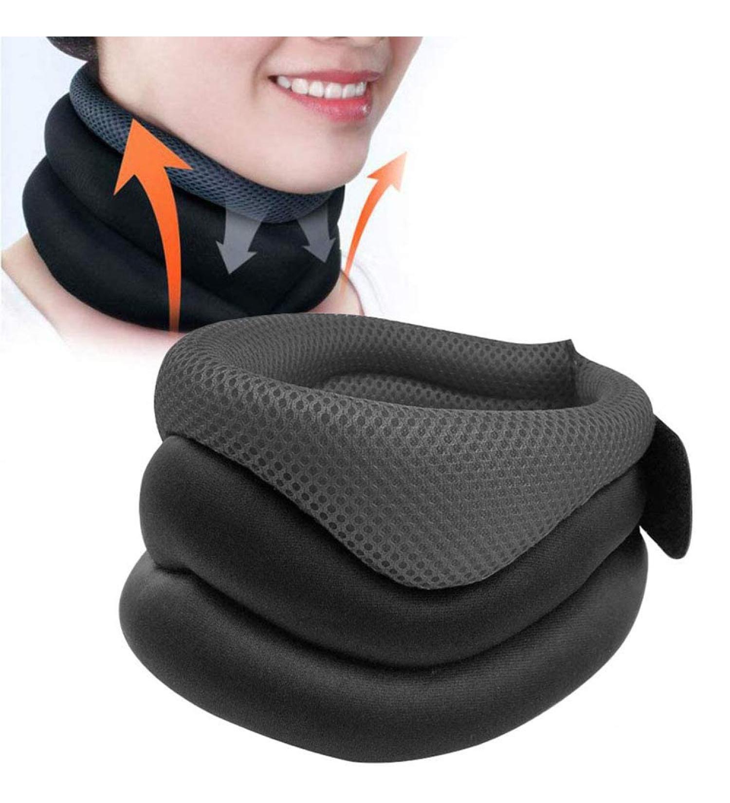 Ergonomic Neck Support Brace for Pain Relief - Soft Foam Collar for Stabilizing Vertebrae & Sleeping Comfort - Grey - Buy Online on GoSupps.com