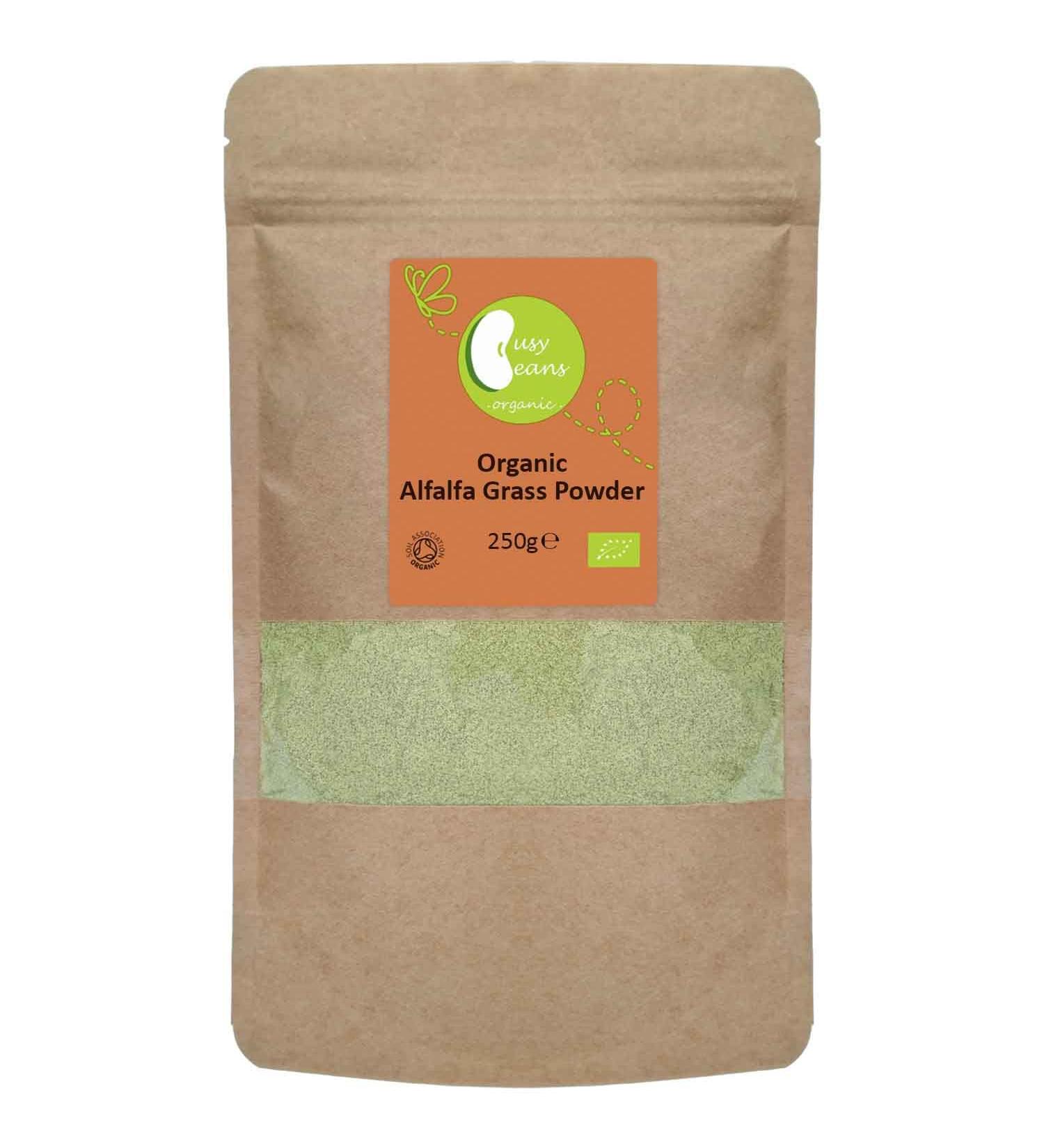 Organic Alfalfa Grass Powder - Certified Organic - by Busy Beans Organic (250g) - Buy Online on GoSupps.com